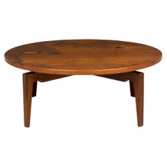 Jens Risom Dänischer Couchtisch aus rundem Nussbaumholz mit sich drehbarer Lazy Susan aus der Mitte des Jahrhunderts