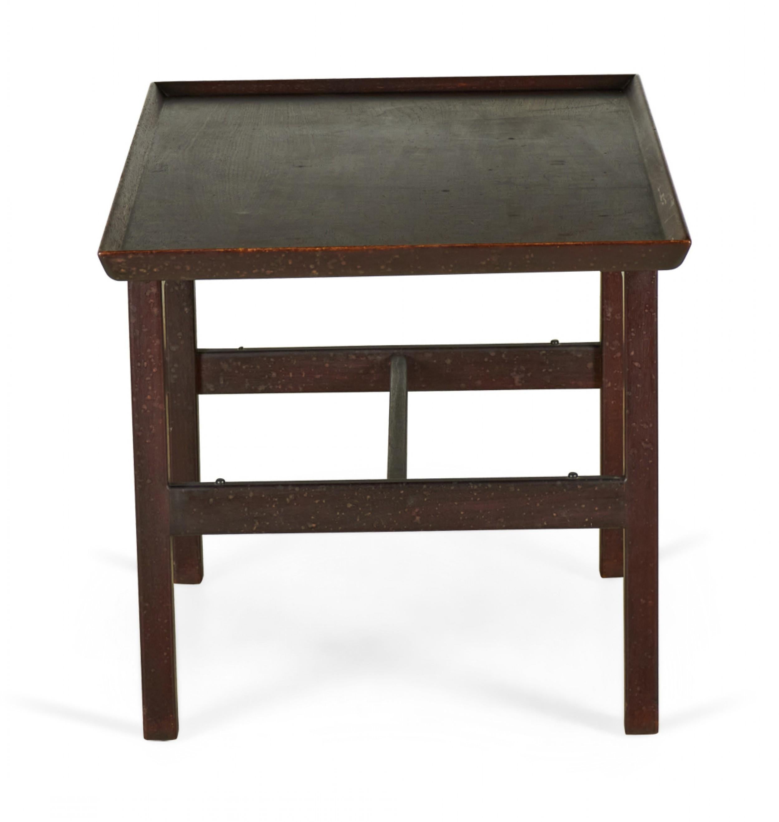 Mid-Century Modern Jens Risom Danish Mid-Century Dark Stained Walnut Cantilever End / Side Table For Sale