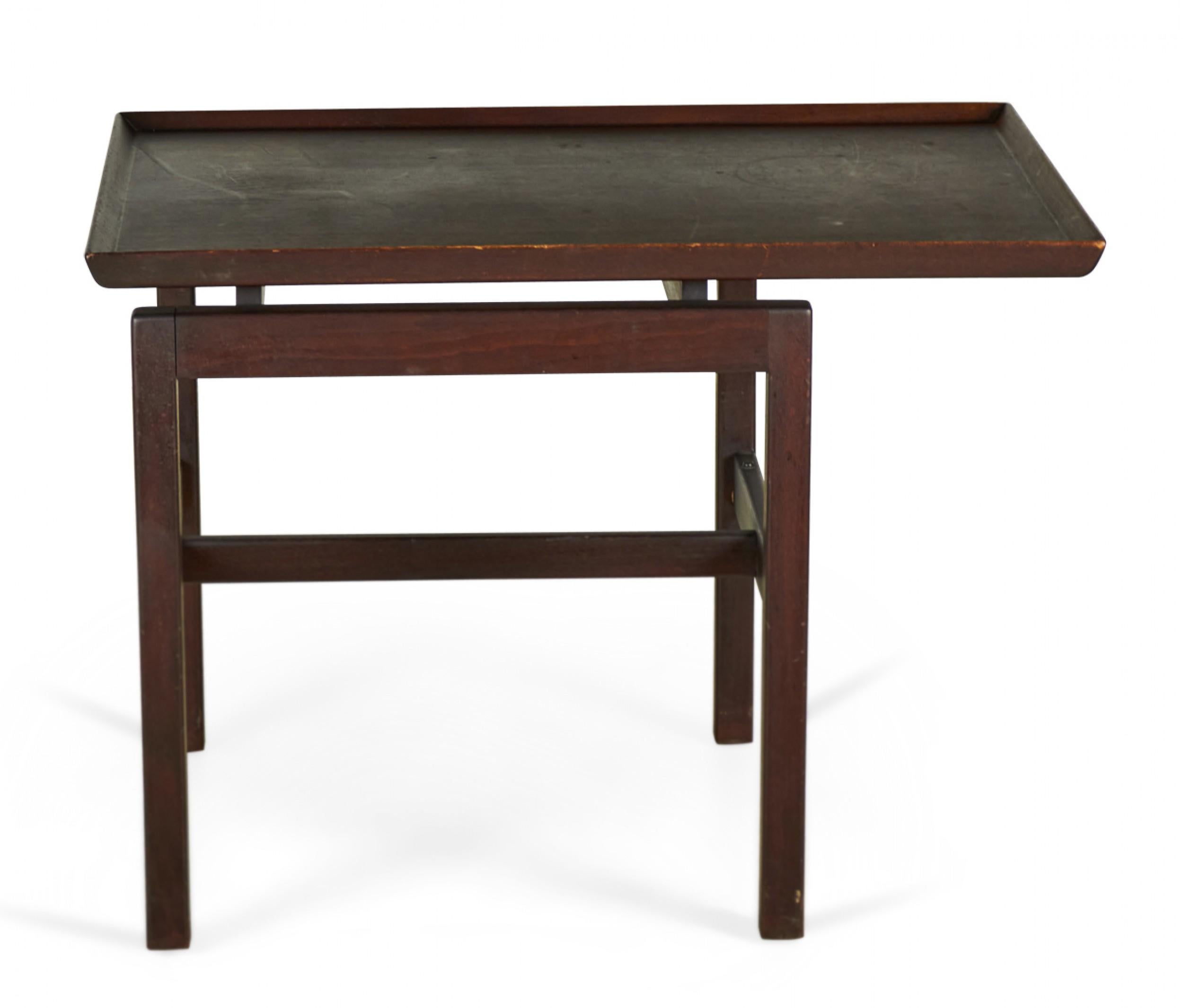 Jens Risom Danish Mid-Century Dark Stained Walnut Cantilever End / Side Table For Sale 3