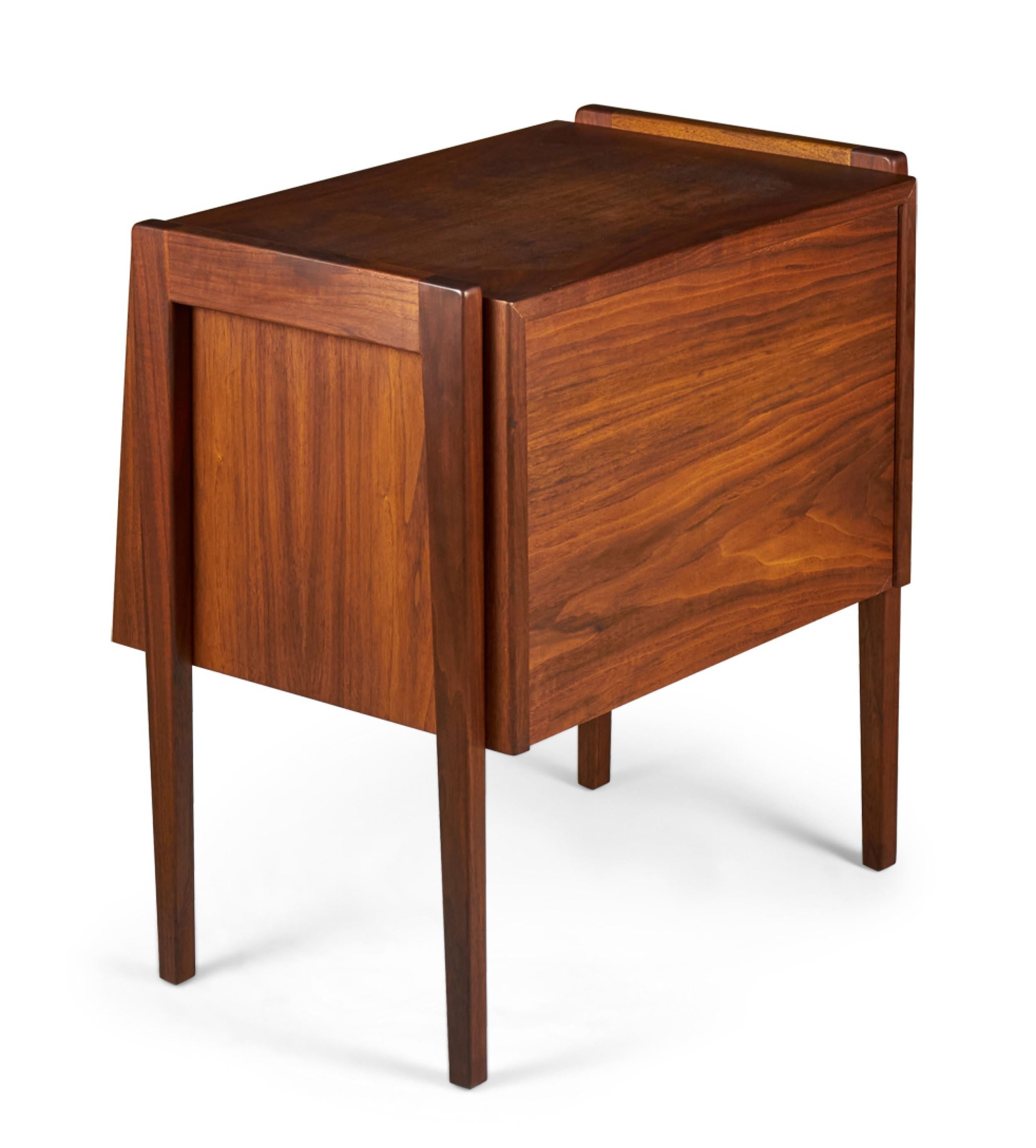 Mid-Century Modern Jens Risom Danish Mid-Century Fall-Front Walnut Bedside Table / Commode For Sale