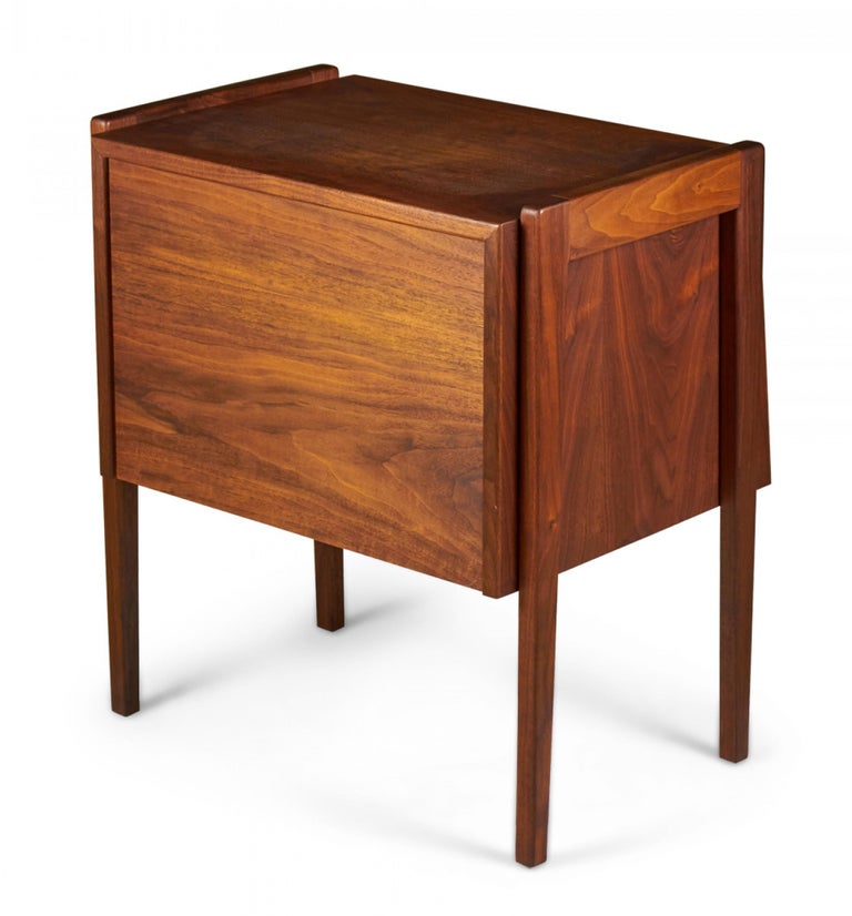 20th Century Jens Risom Danish Mid-Century Fall-Front Walnut Bedside Table / Commode For Sale