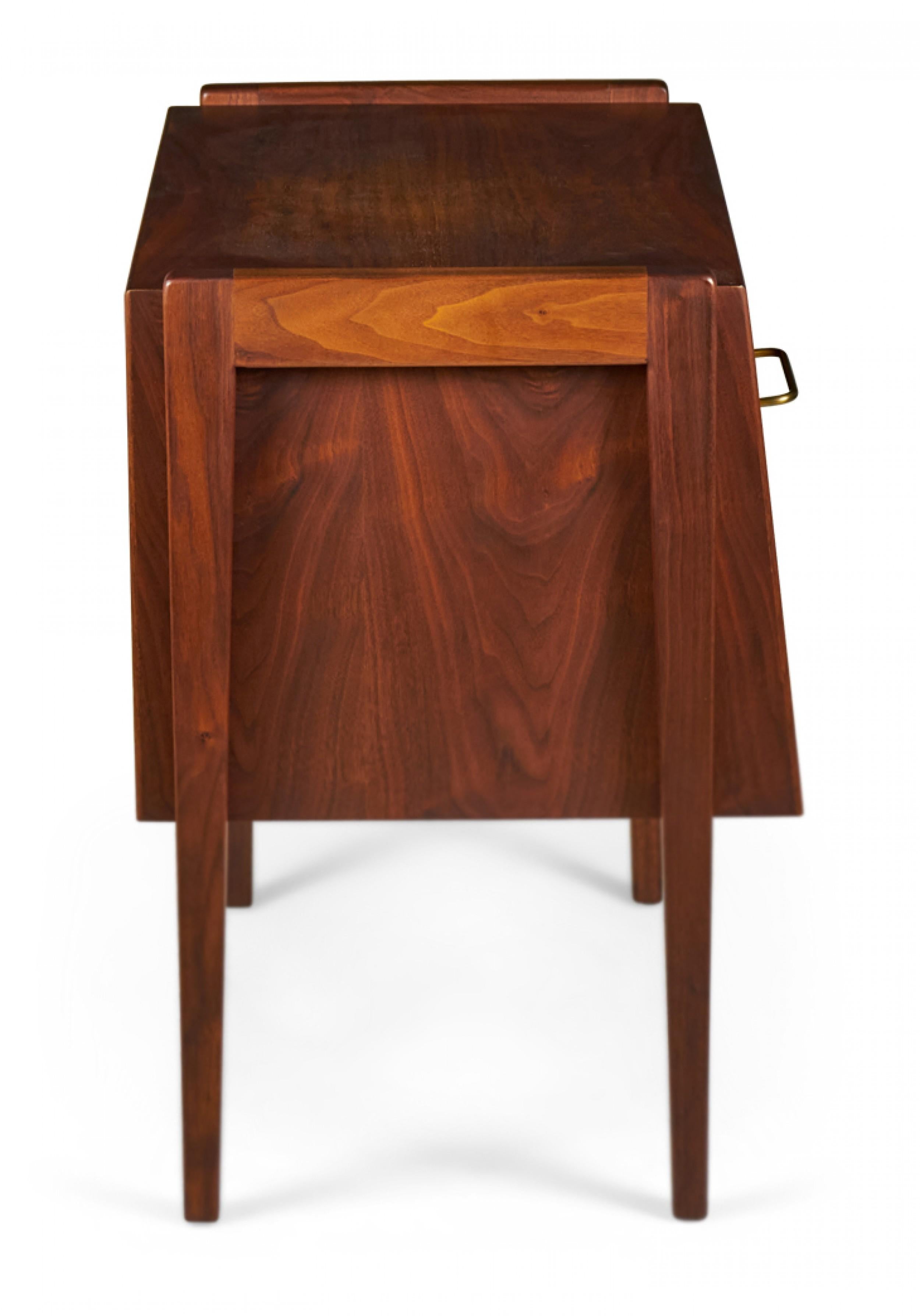 Wood Jens Risom Danish Mid-Century Fall-Front Walnut Bedside Table / Commode For Sale