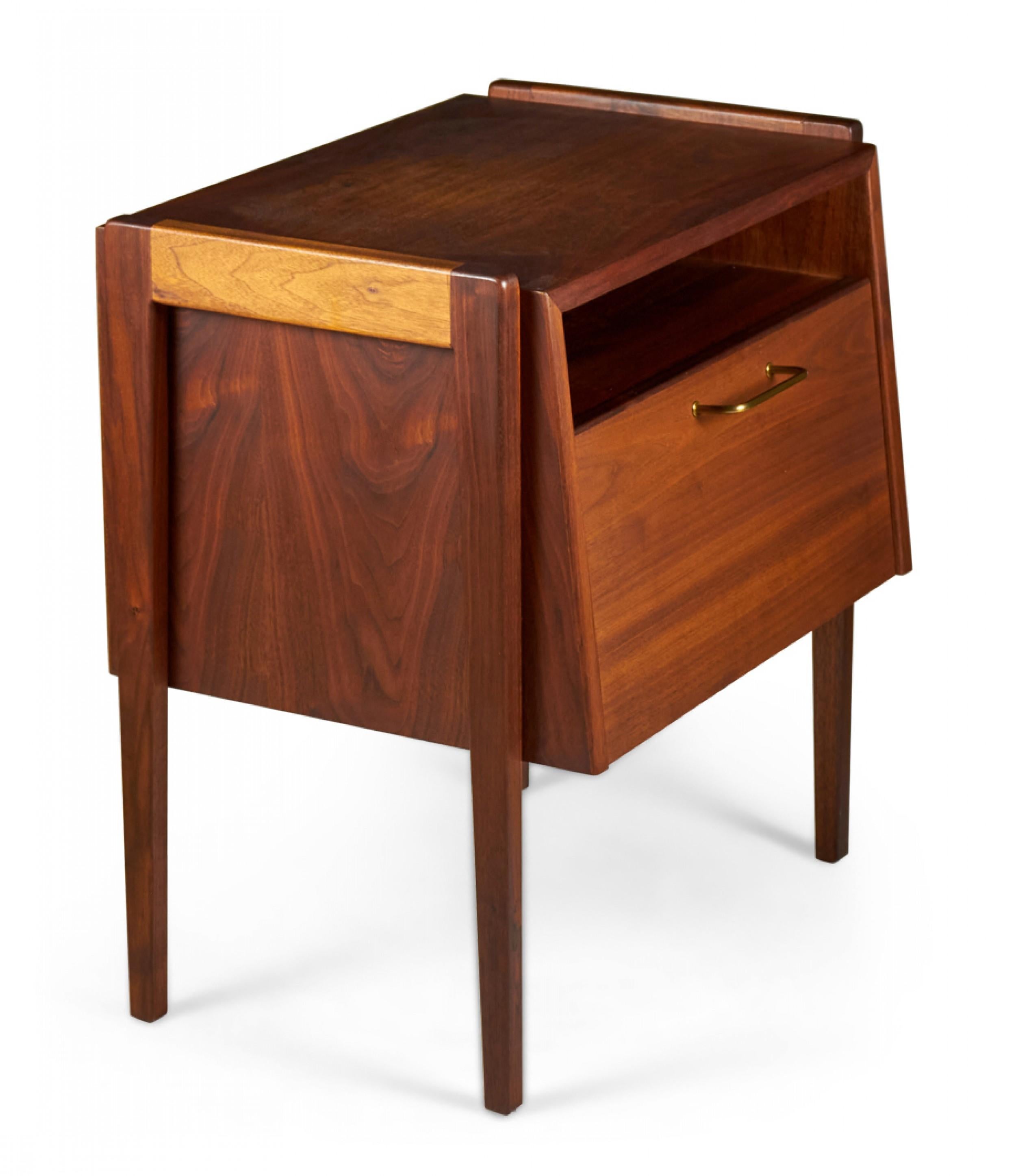Jens Risom Danish Mid-Century Fall-Front Walnut Bedside Table / Commode For Sale 1