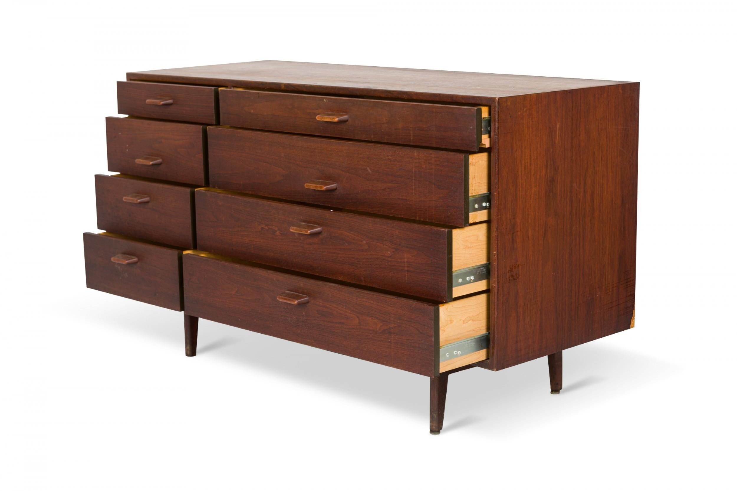 Mid-Century Modern Jens Risom Danish Mid-Century Walnut 8-Drawer Dresser / Writing Desk For Sale