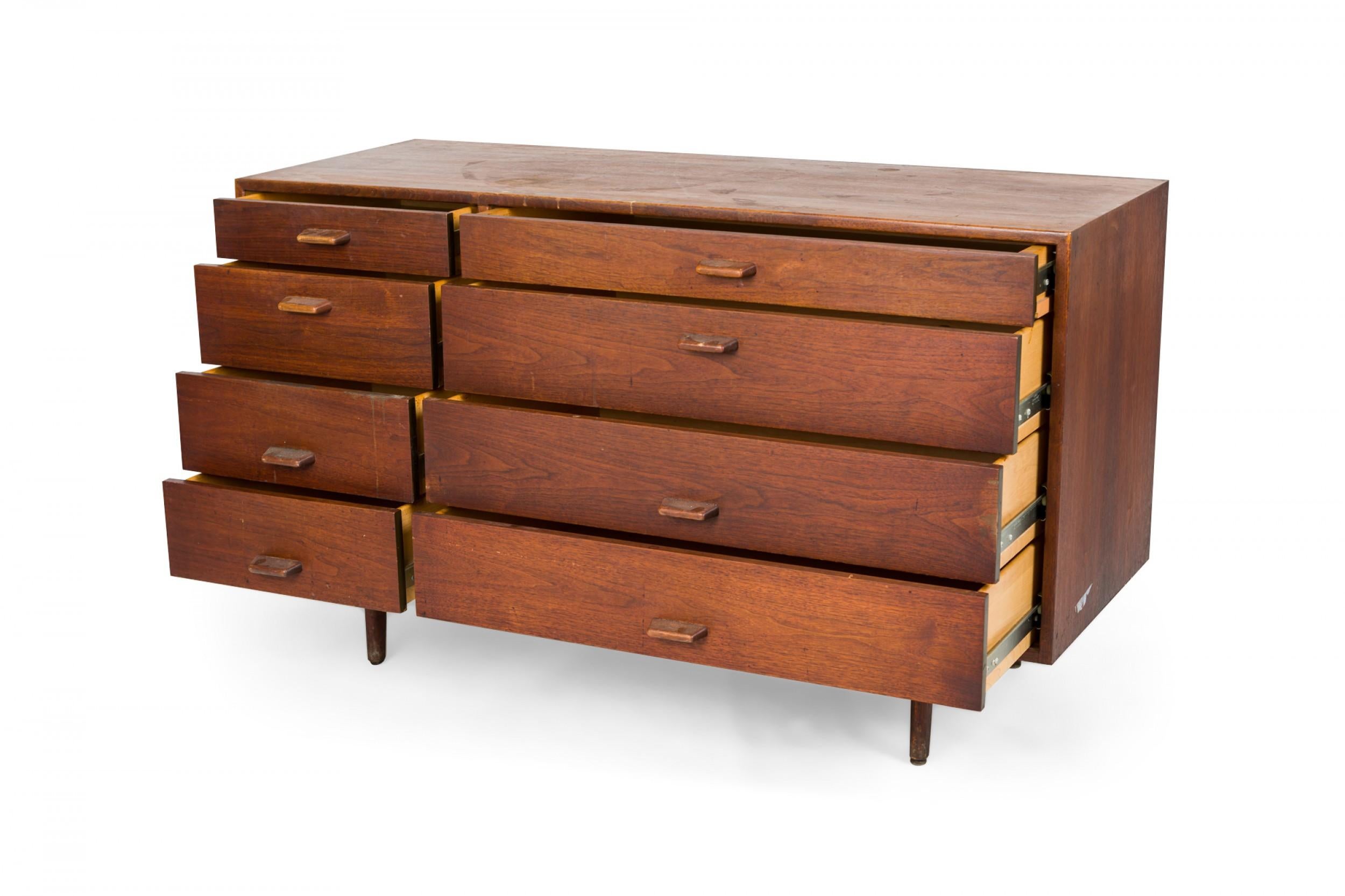 Wood Jens Risom Danish Mid-Century Walnut 8-Drawer Dresser / Writing Desk For Sale