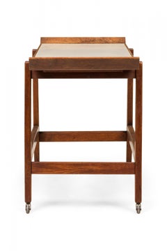 Jens Risom Danish Mid-Century Walnut and Light Gray Laminate Serving Trolley