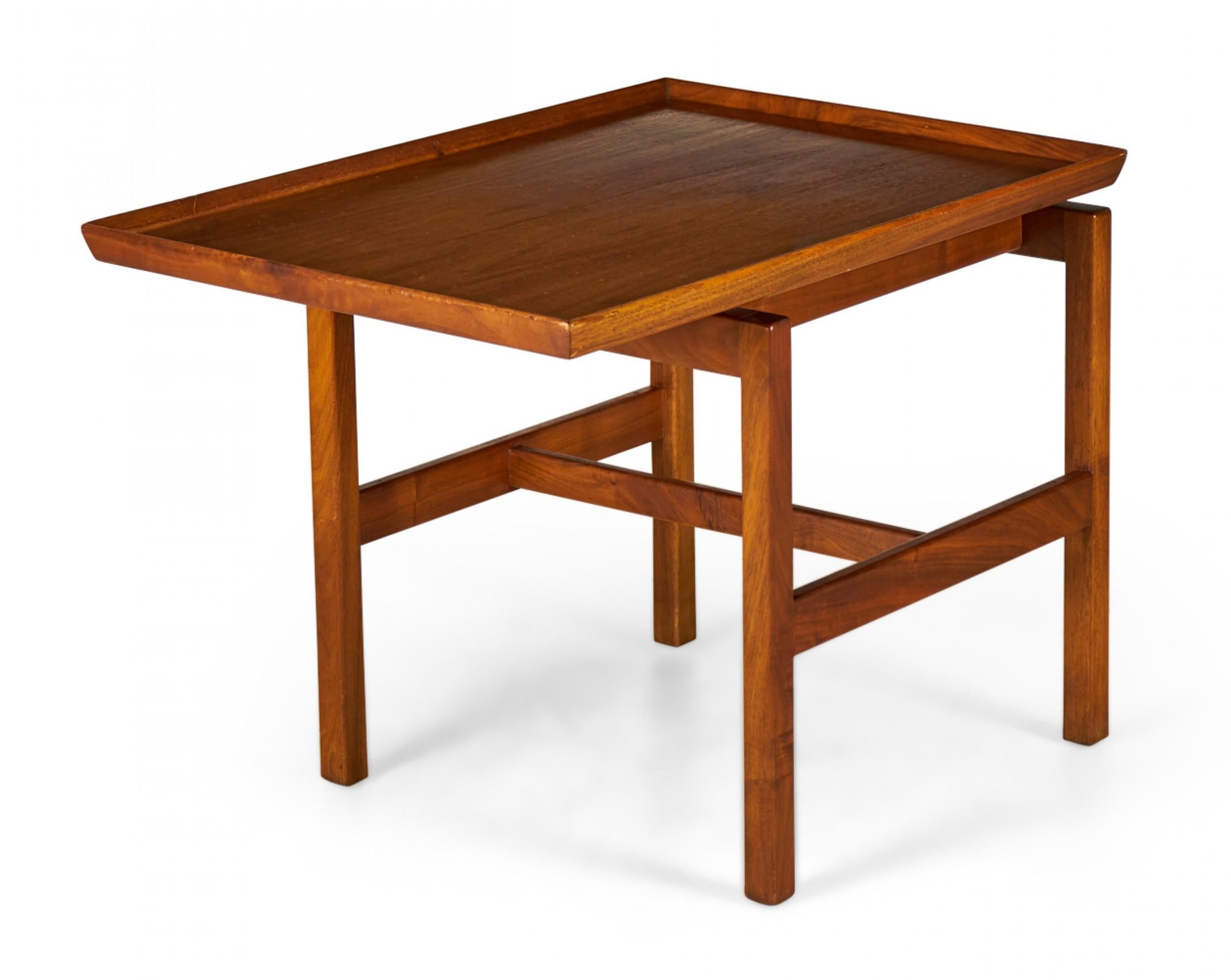 Mid-Century Modern Jens Risom Danish Mid-Century Walnut Cantilever End / Side Table For Sale