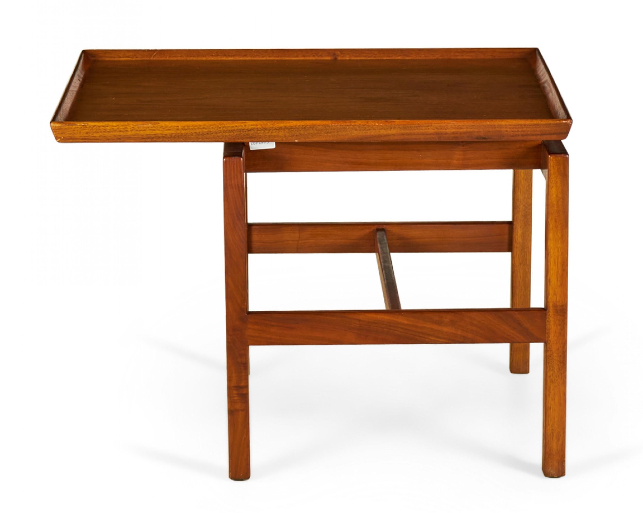 Jens Risom Danish Mid-Century Walnut Cantilever End / Side Table In Good Condition For Sale In New York, NY