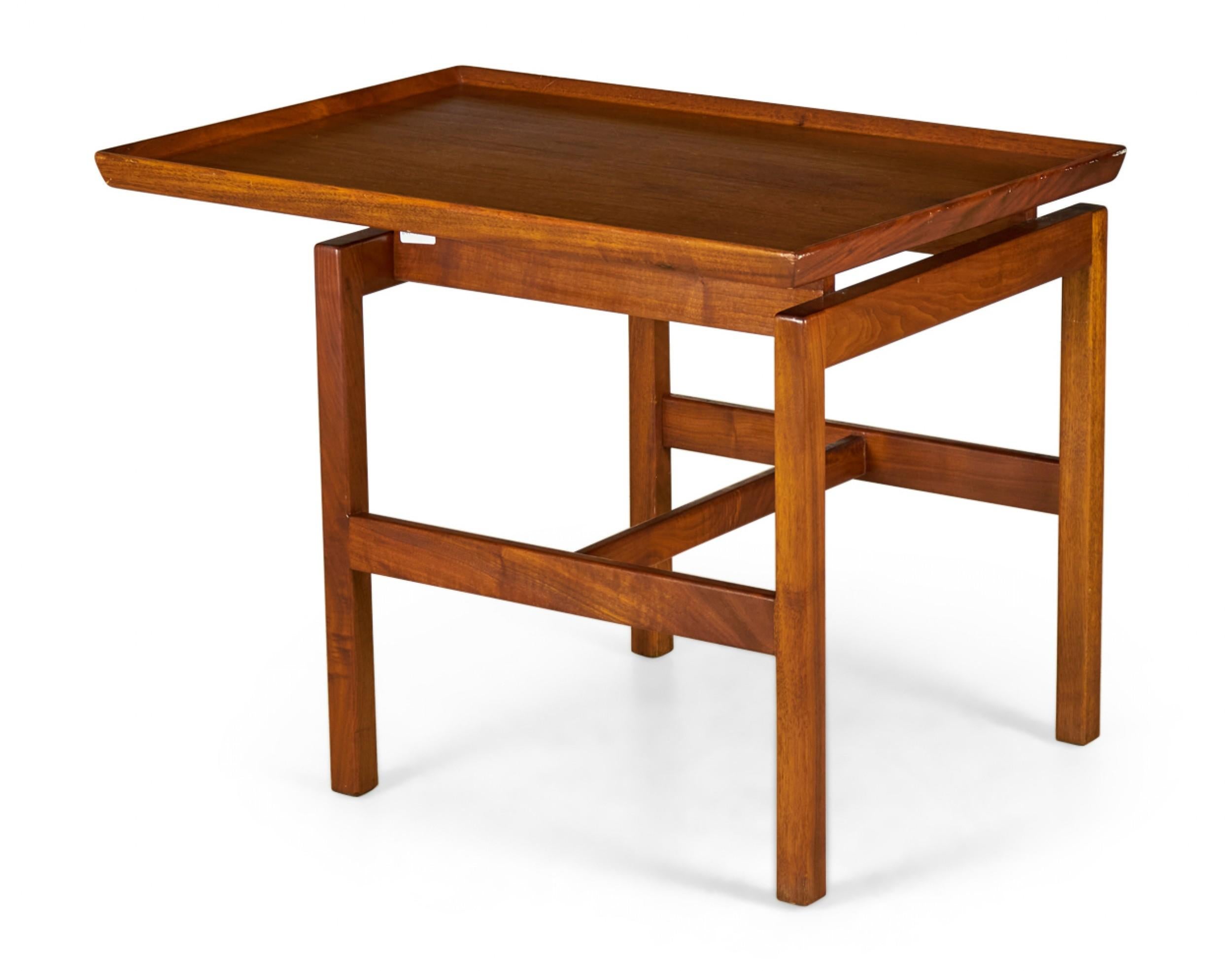 20th Century Jens Risom Danish Mid-Century Walnut Cantilever End / Side Table For Sale