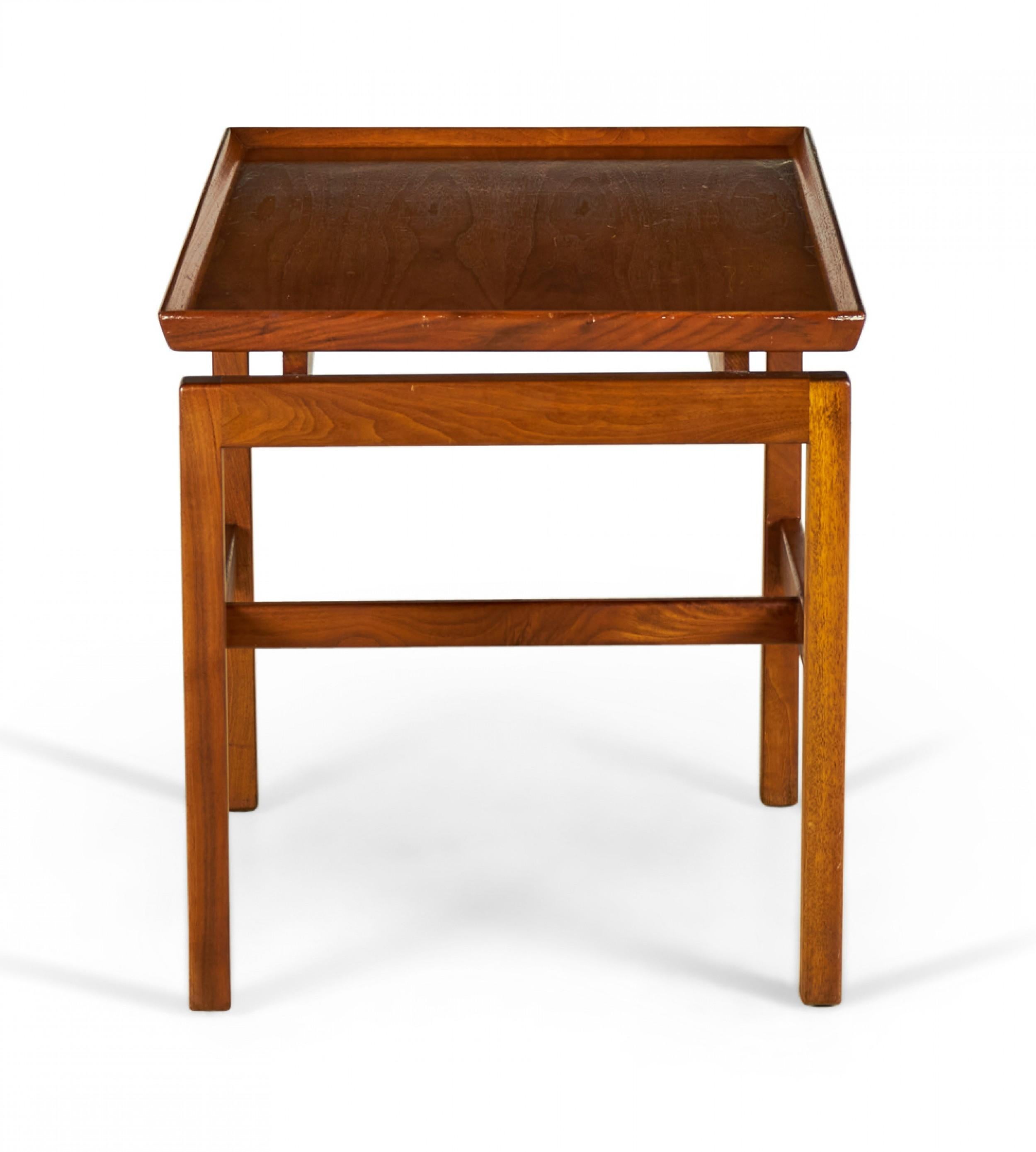 Wood Jens Risom Danish Mid-Century Walnut Cantilever End / Side Table For Sale