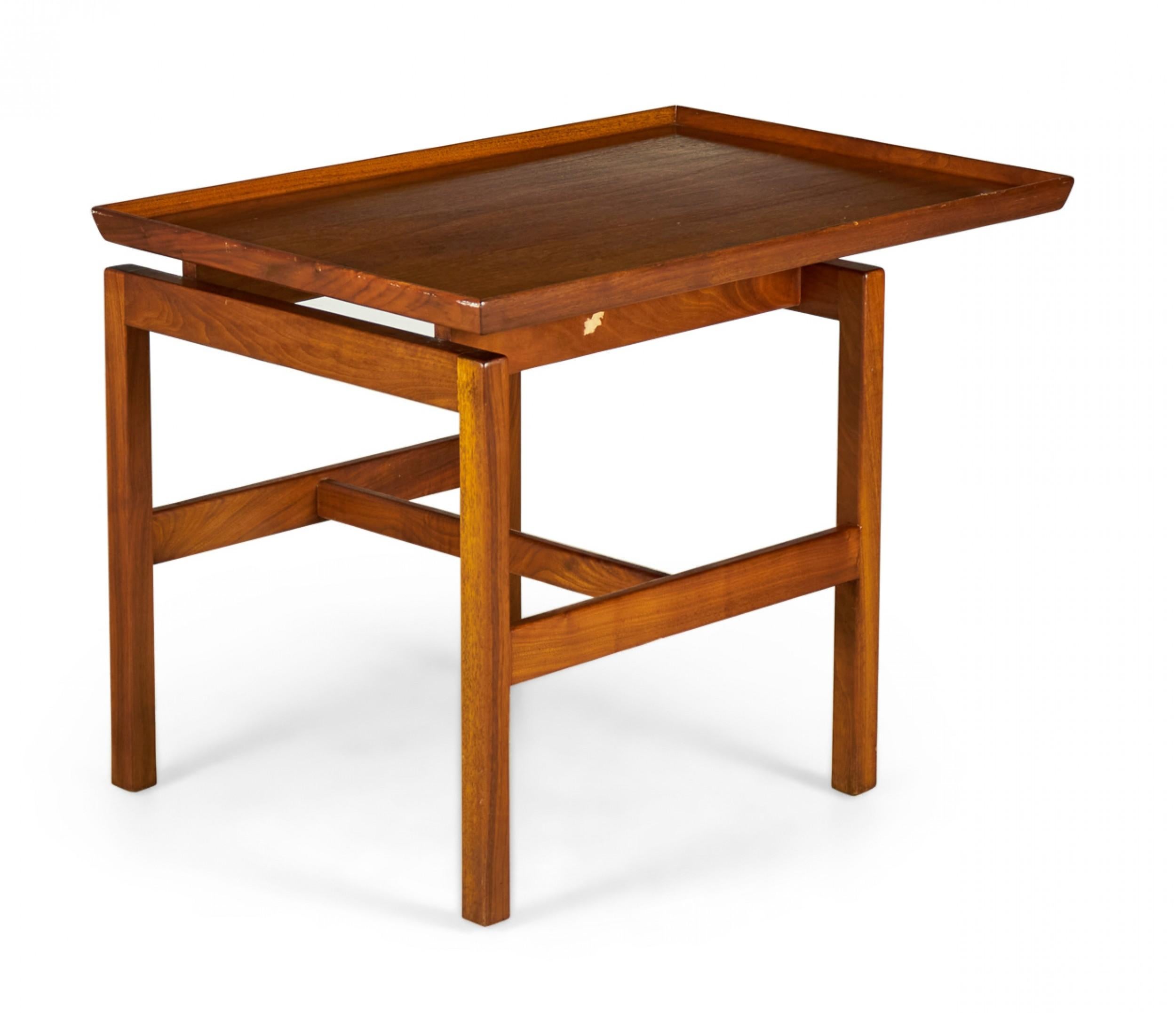 Jens Risom Danish Mid-Century Walnut Cantilever End / Side Table For Sale 1