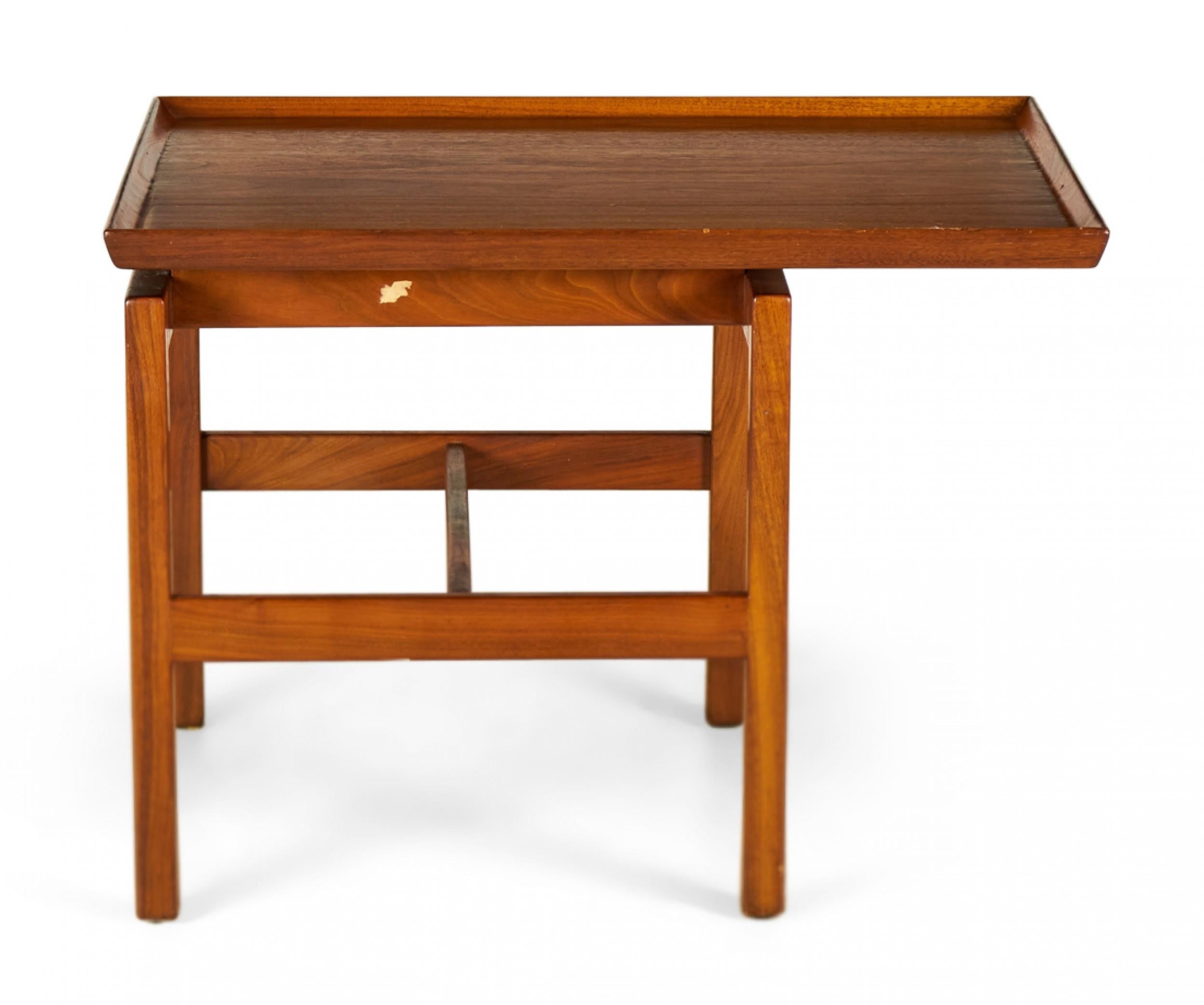 Jens Risom Danish Mid-Century Walnut Cantilever End / Side Table For Sale 2