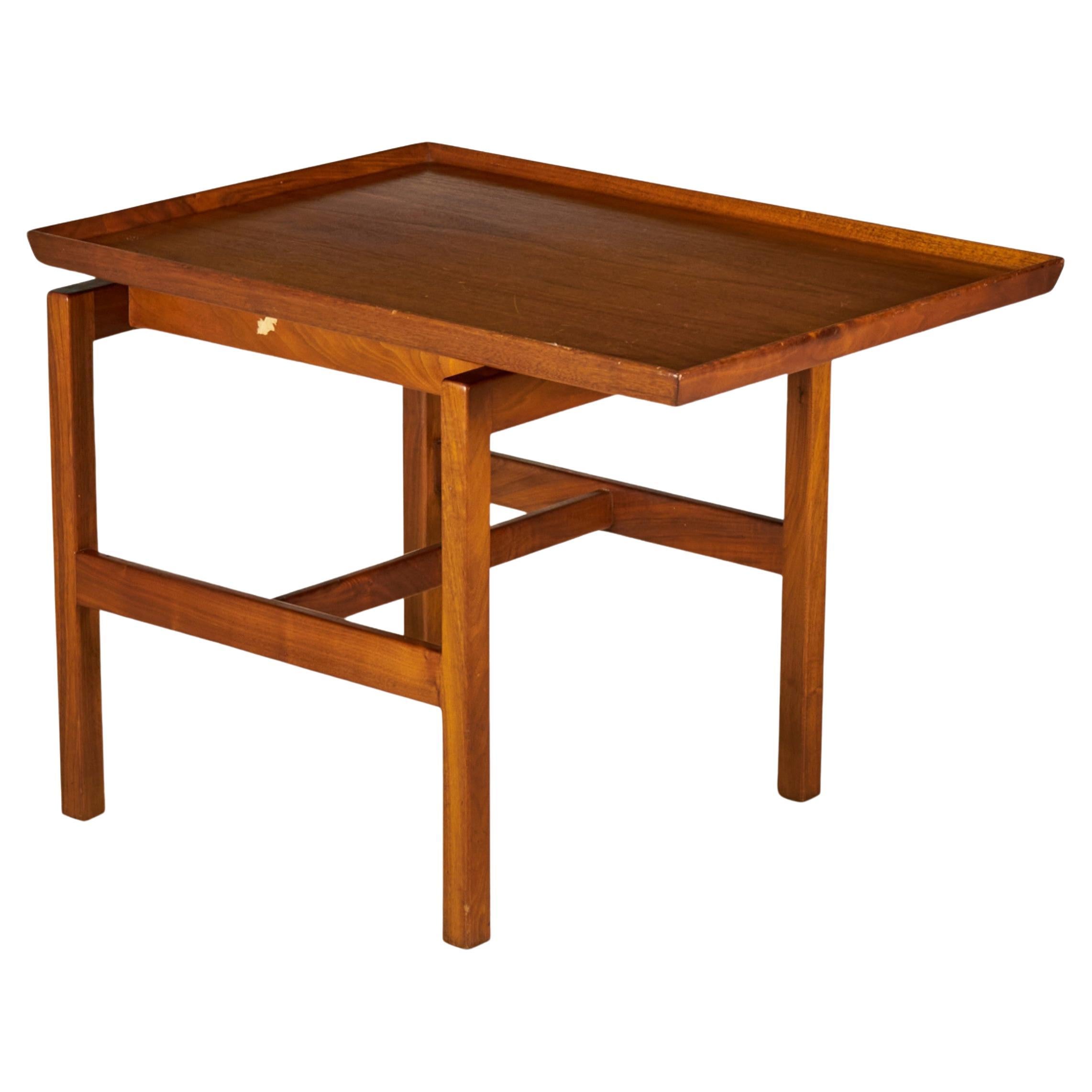 Jens Risom Danish Mid-Century Walnut Cantilever End / Side Table For Sale