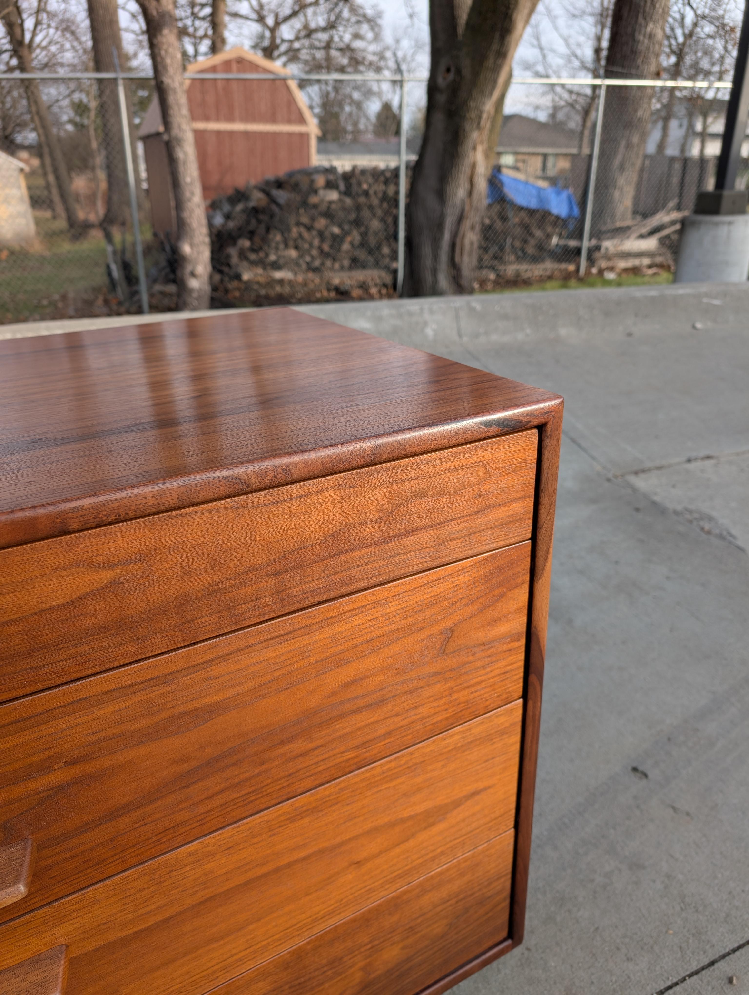 Brass Jens Risom Danish Mid-Century Walnut Dresser For Sale