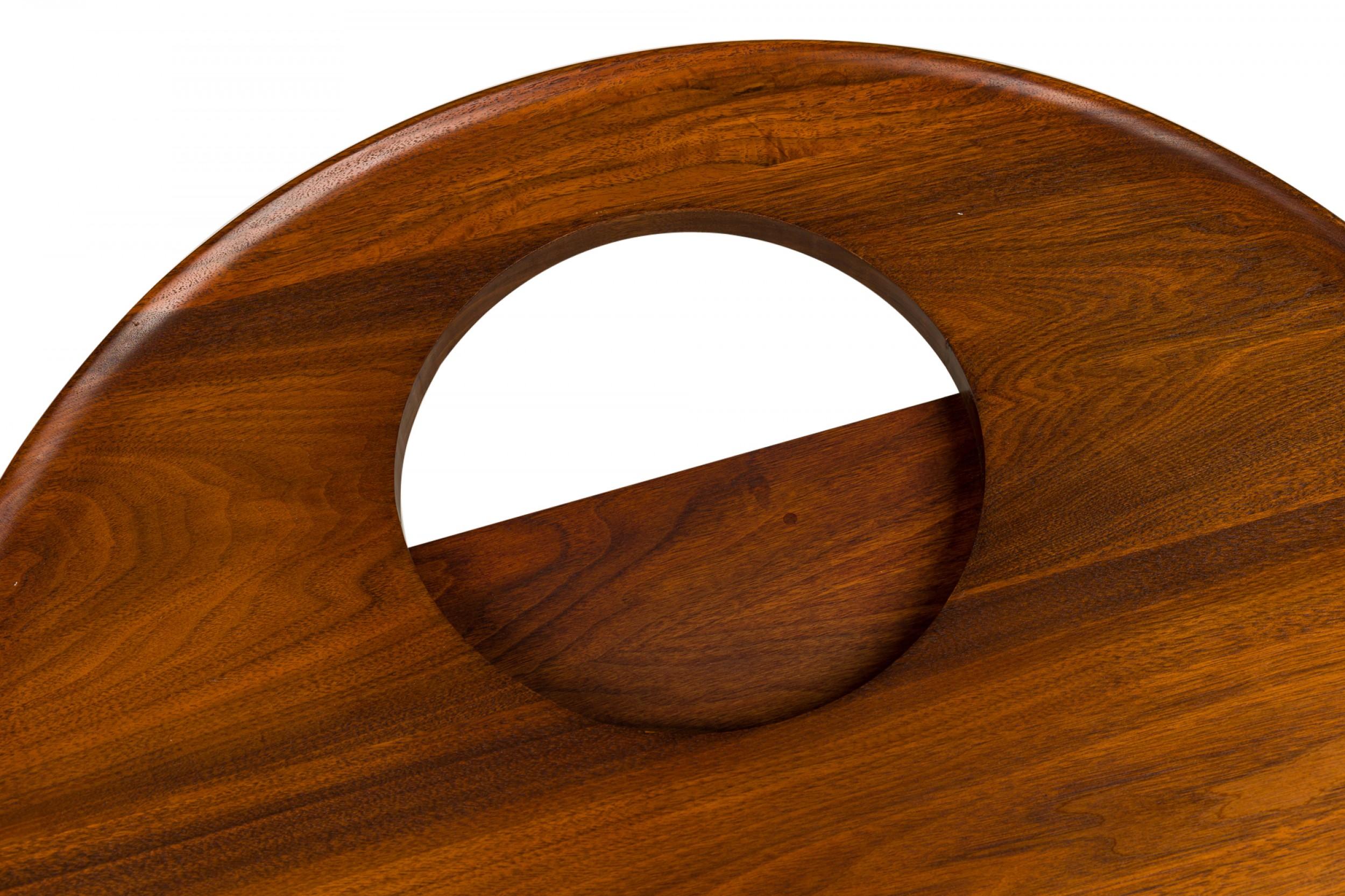20th Century Jens Risom Danish Mid-Century Wooden Cutout Circular Lazy Susan End / Side Table For Sale