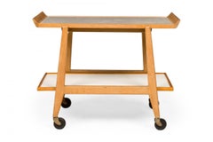 Jens Risom Danish Oak and Light Gray Laminate Serving Trolley