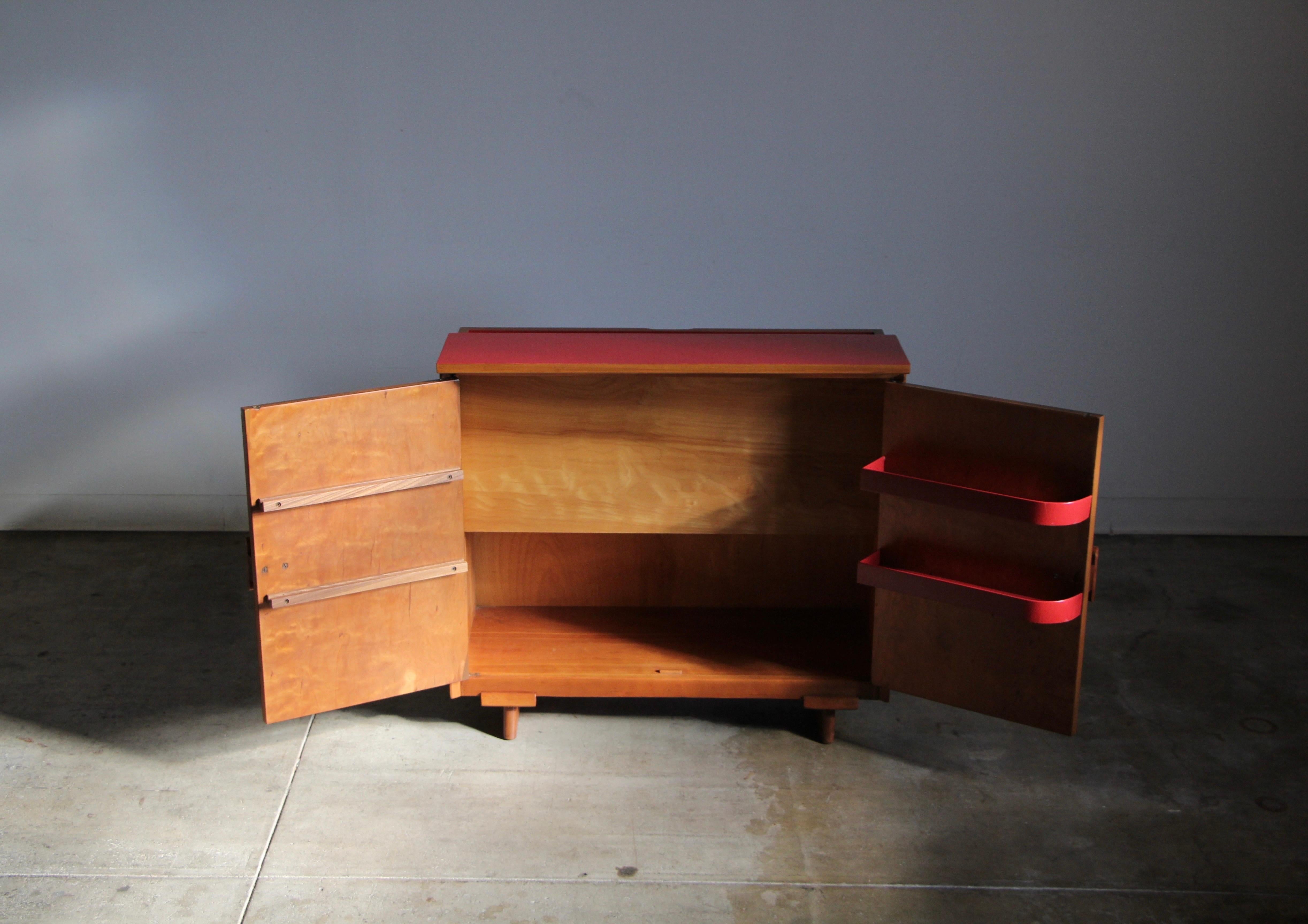 Cherry Jens Risom Early Bar Cabinet for Knoll, 1940s