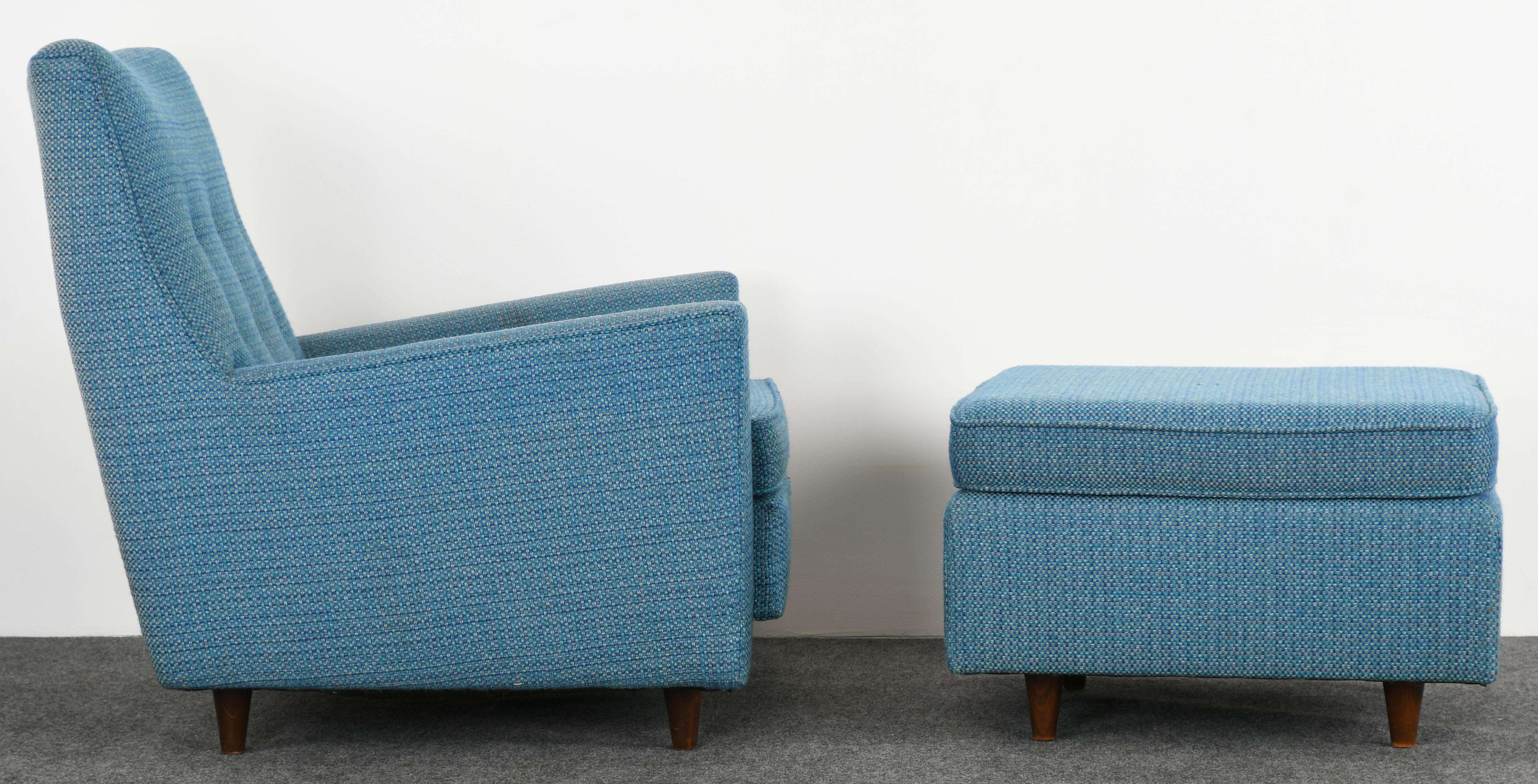 Mid-Century Modern Jens Risom Easy Chair and Ottoman Model U333 and U790, 1959