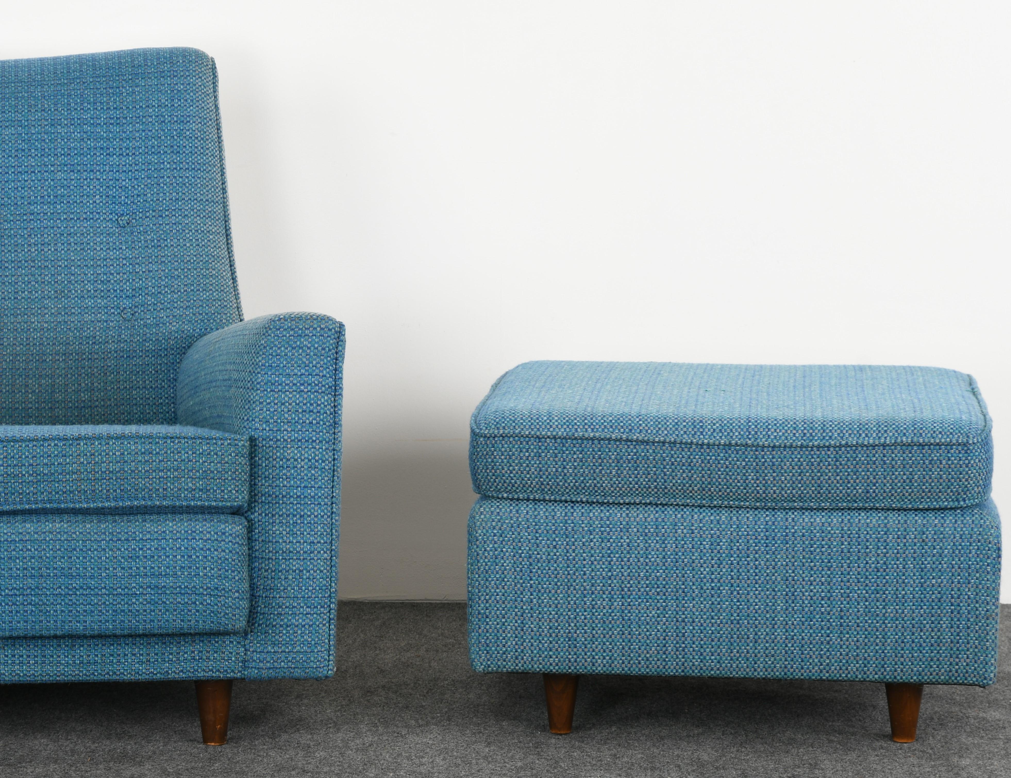 American Jens Risom Easy Chair and Ottoman Model U333 and U790, 1959