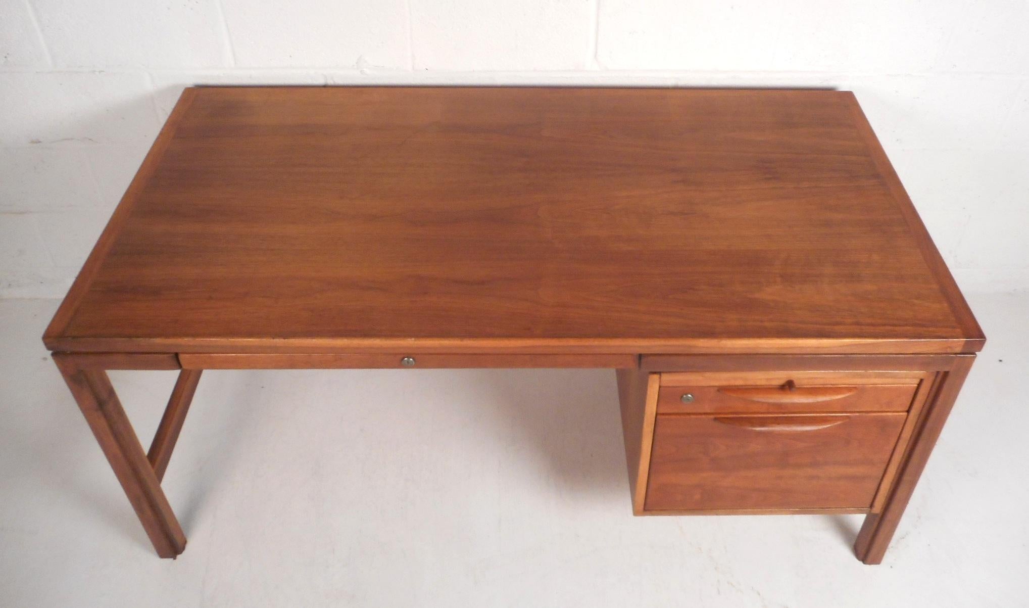 Mid-Century Modern Jens Risom Executive Desk with a Finished Back