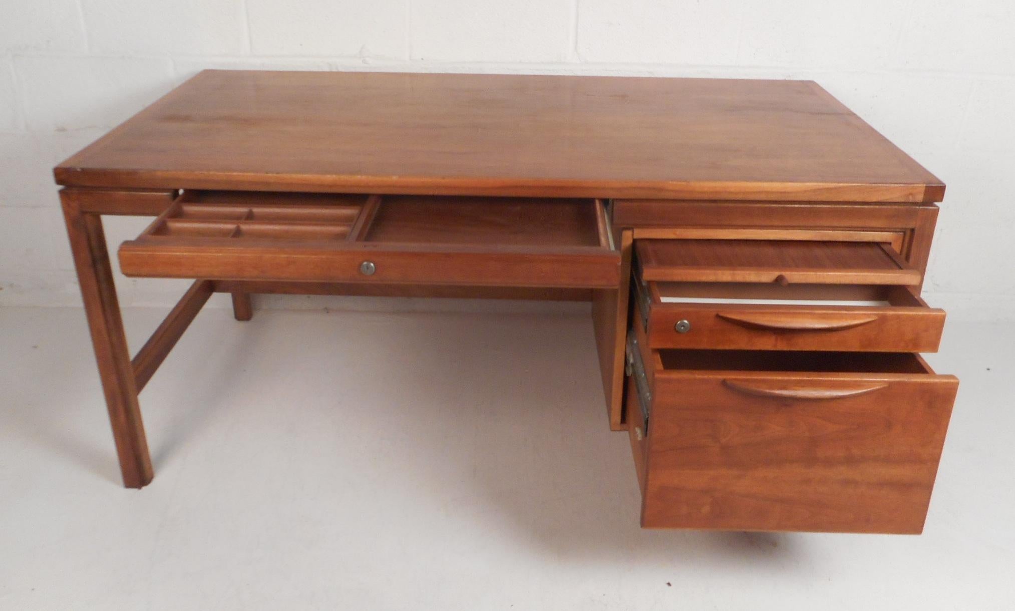 American Jens Risom Executive Desk with a Finished Back