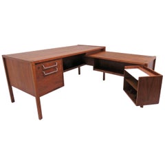 Vintage Jens Risom Executive Work Station Desk with Optional Return, circa 1960s