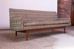 Jens Risom Floating Sofa in Walnut with Original Tweed Upholstery