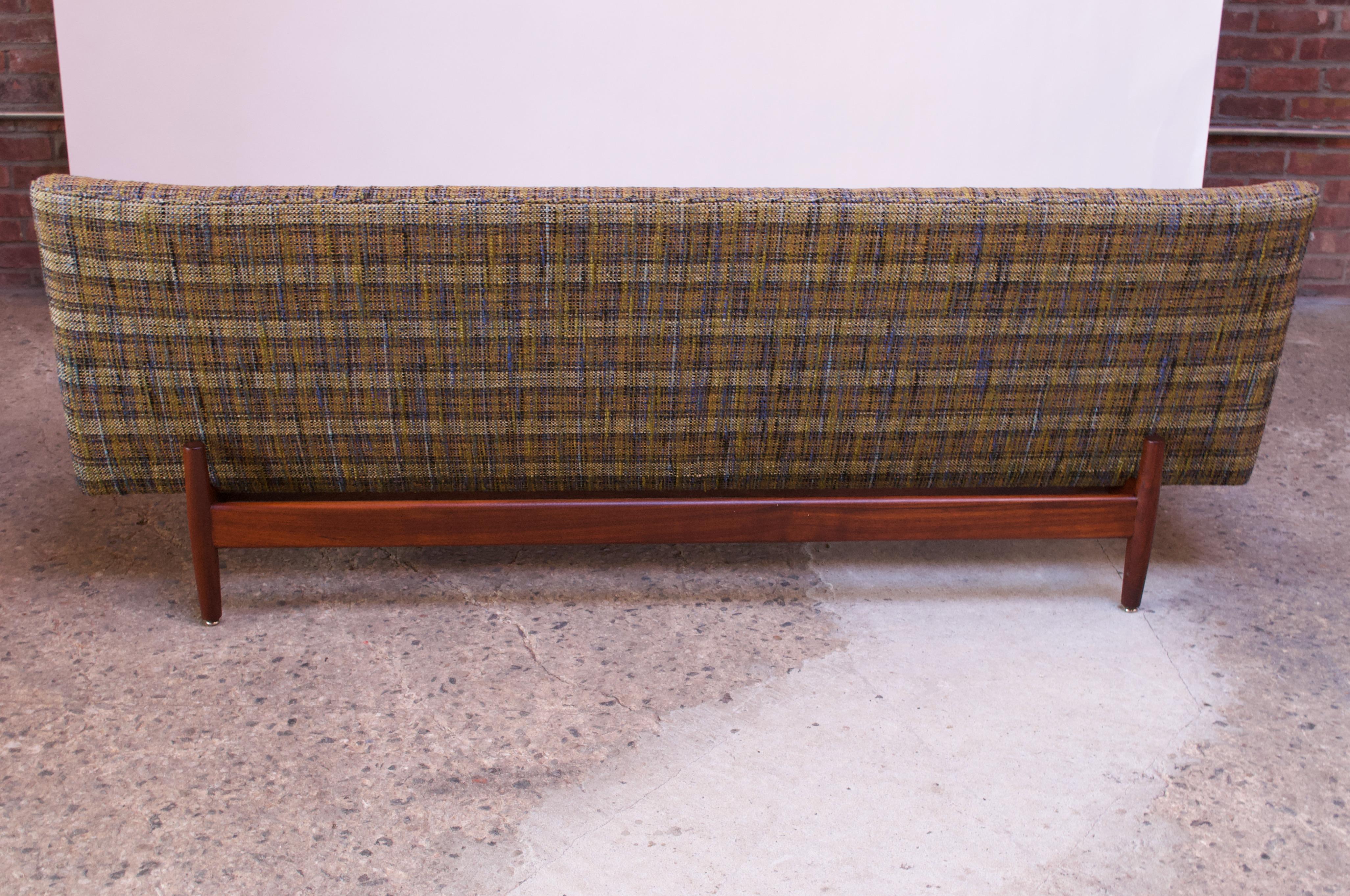 Jens Risom Floating Sofa in Walnut with Original Tweed Upholstery 2