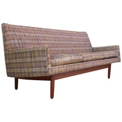 Vintage Jens Risom Floating Sofa in Walnut with Original Tweed Upholstery