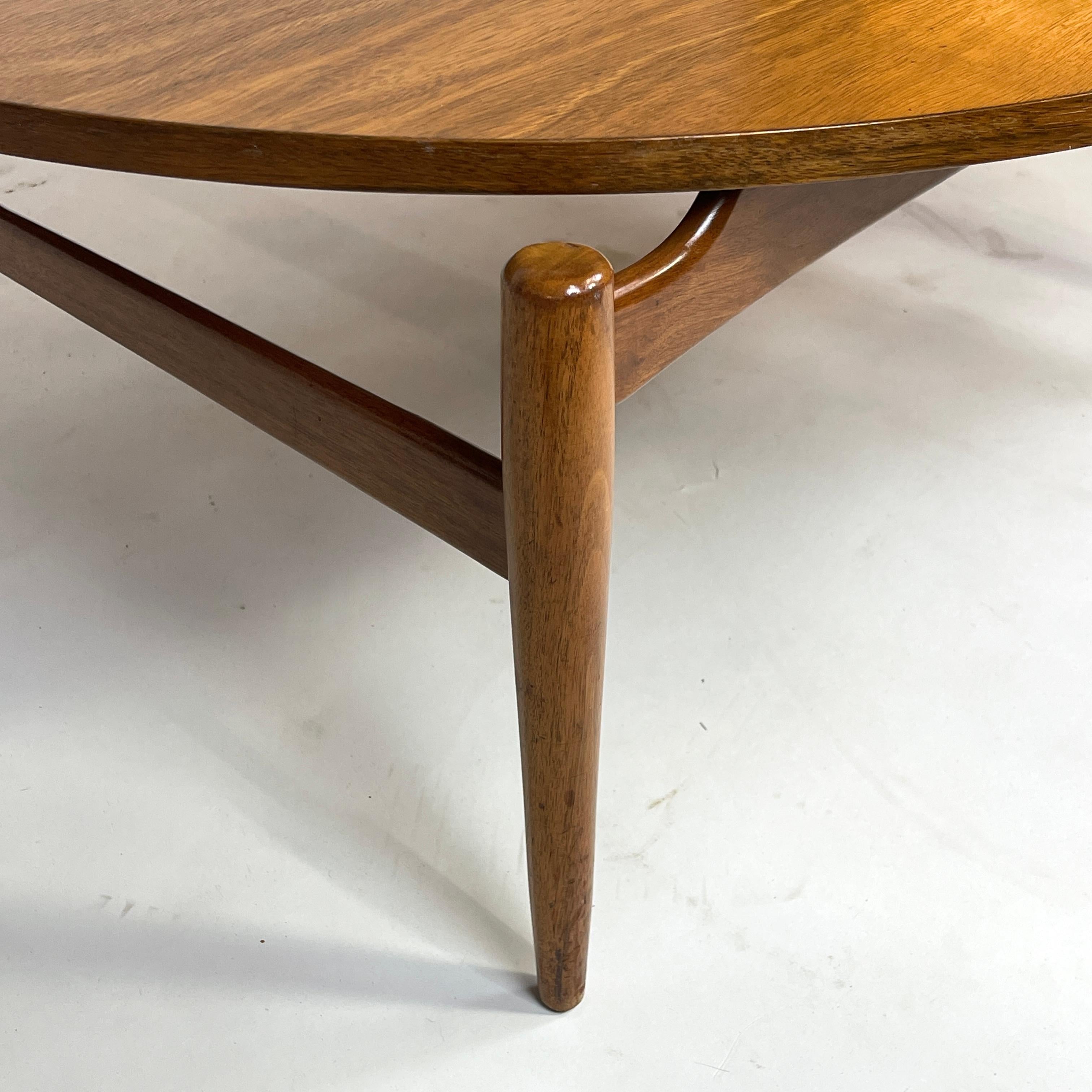 20th Century Jens Risom Floating Walnut and Tile Coffee Table For Sale