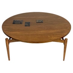 Jens Risom Floating Walnut and Tile Coffee Table