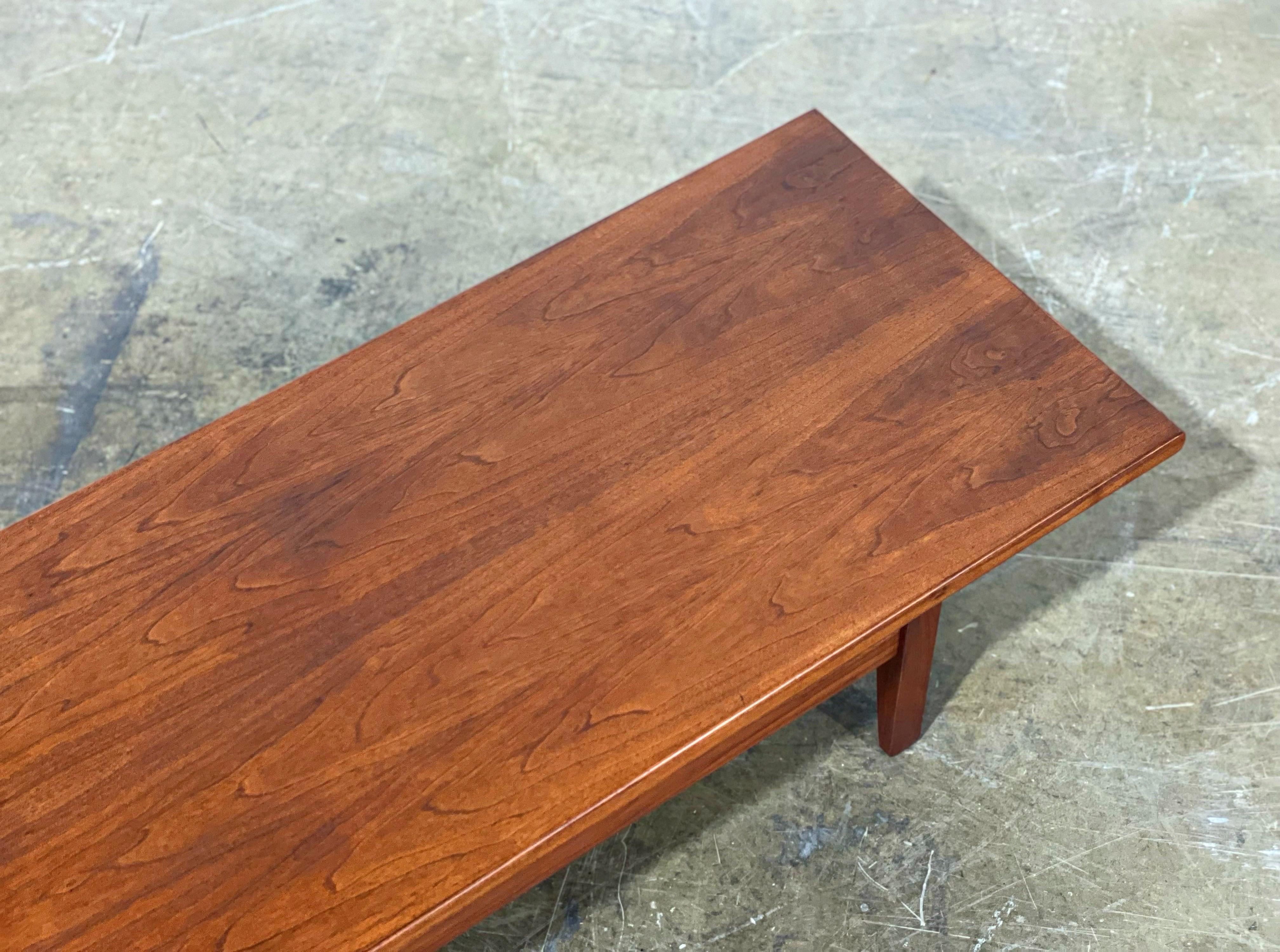 Jens Risom Floating Walnut Coffee Table, Model T621, Cocktail Table or Bench In Good Condition In Decatur, GA