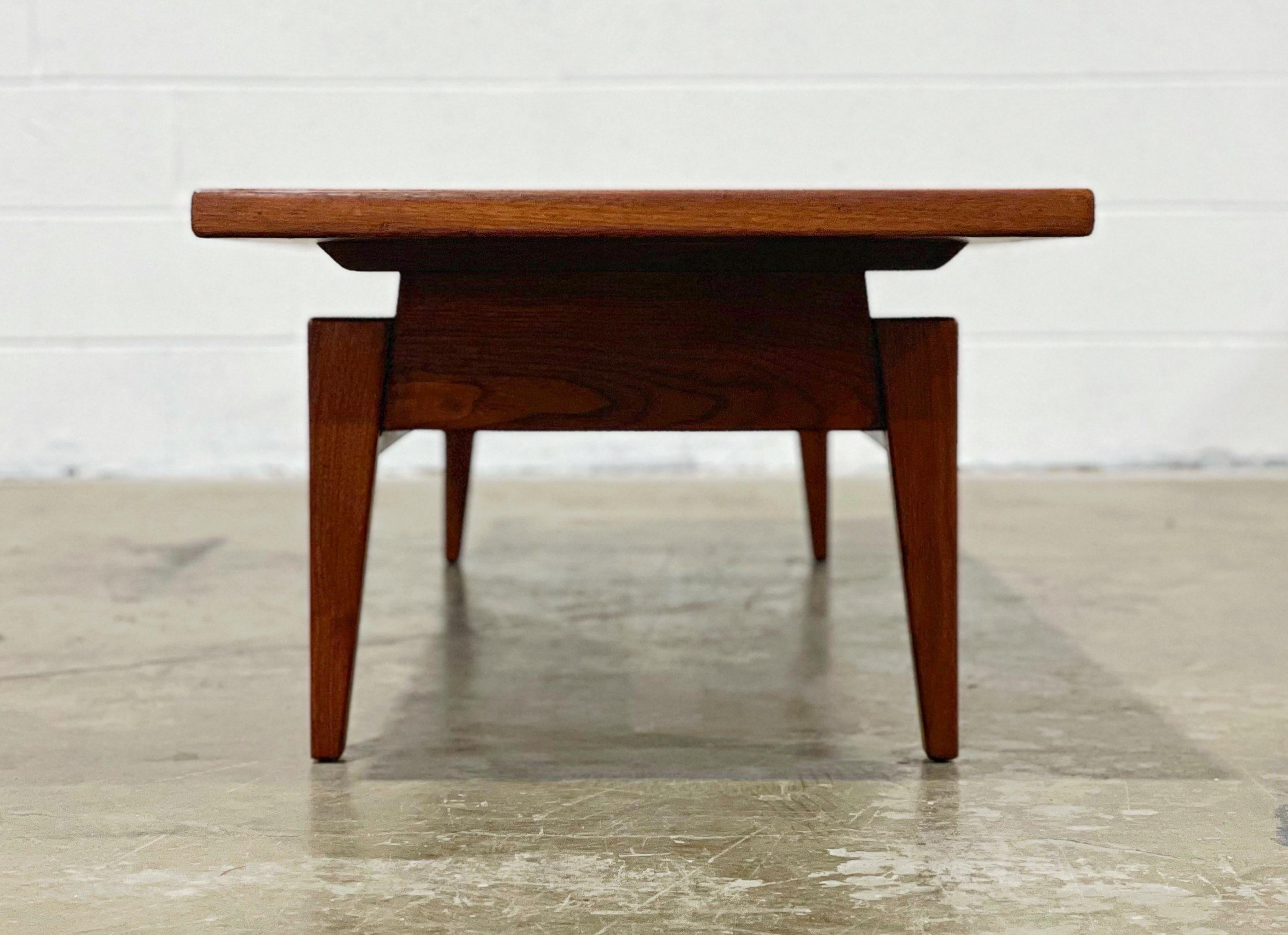 Mid-20th Century Jens Risom Floating Walnut Coffee Table, Model T621, Cocktail Table or Bench