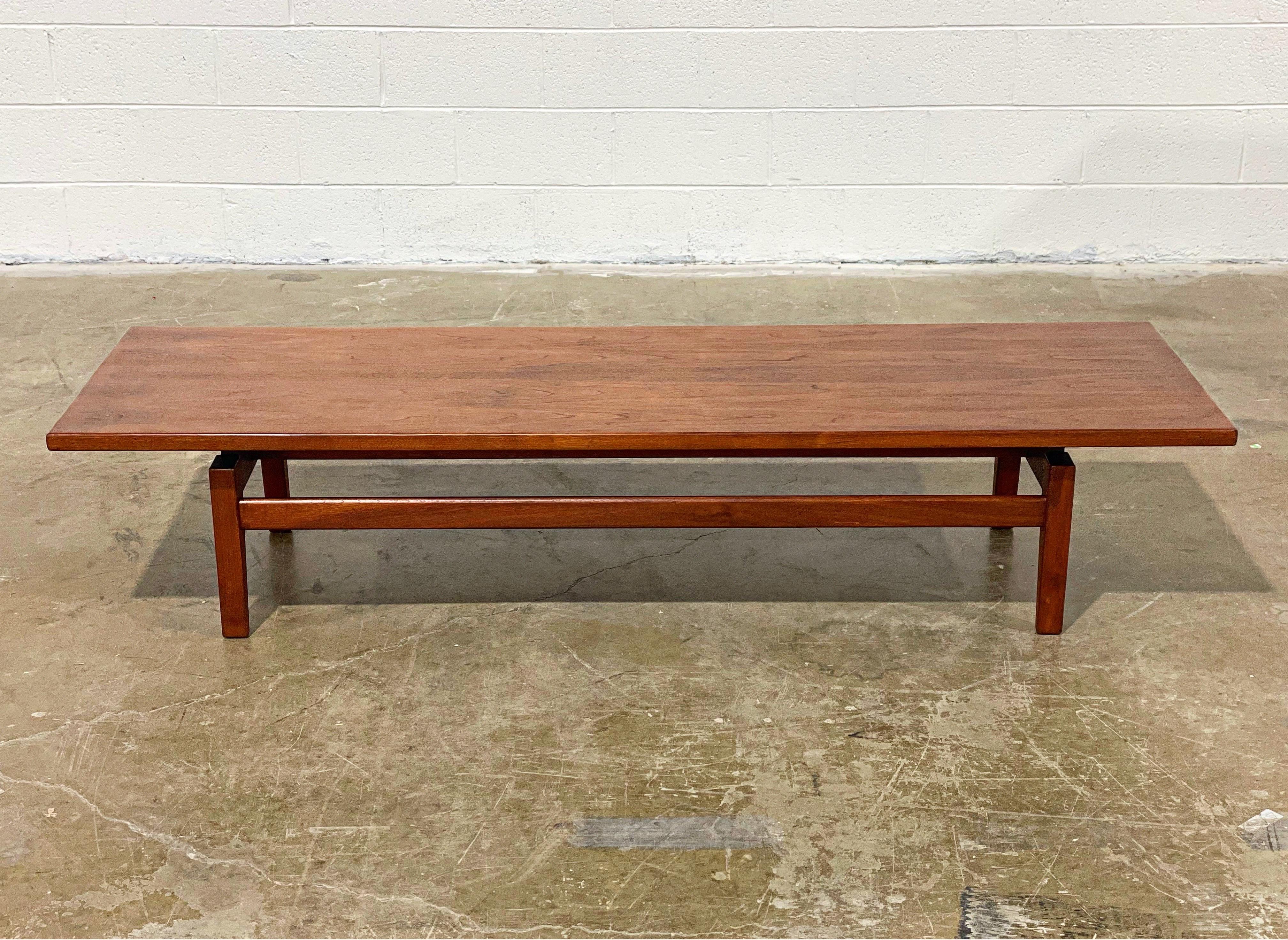 Jens Risom Floating Walnut Coffee Table, Model T621, Cocktail Table or Bench 3