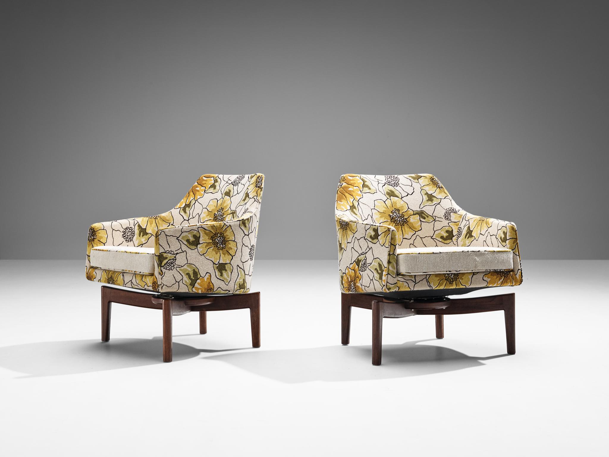 Paire de chaises longues pivotantes Jens Risom pour Jens Risom Design Inc.  Bon état - En vente à Waalwijk, NL