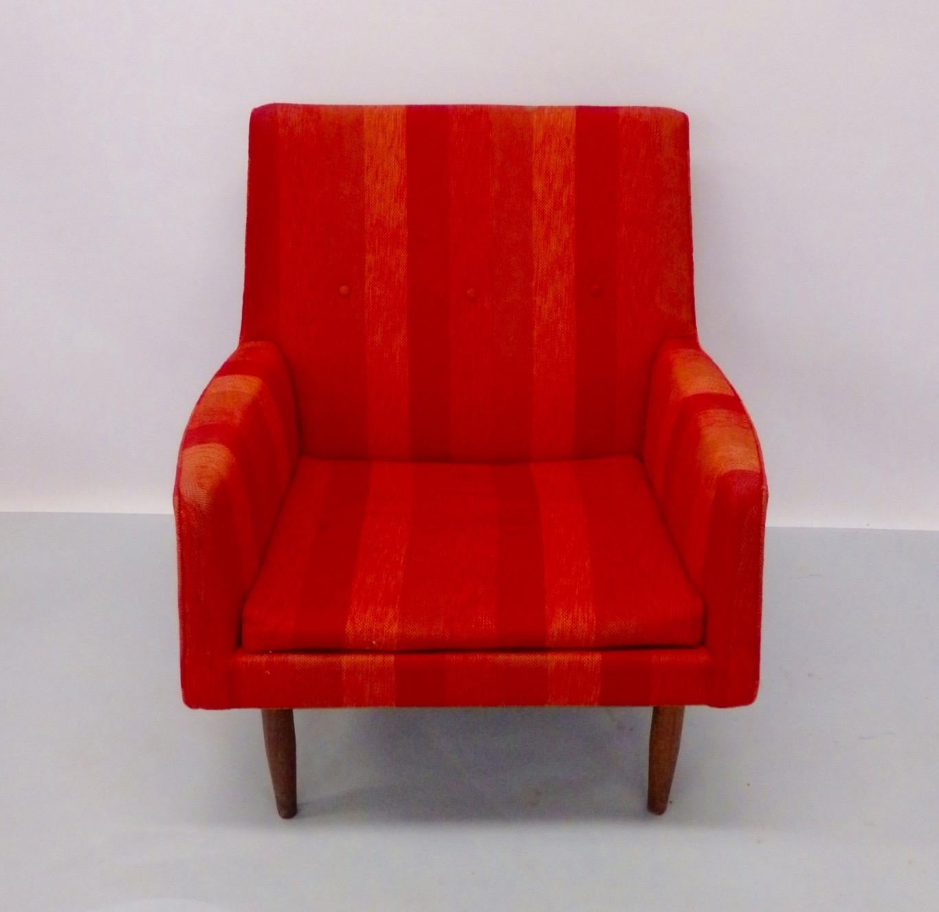 Jens Risom  Walnut Base Lounge Chair as Found Original Girard Fabric 4