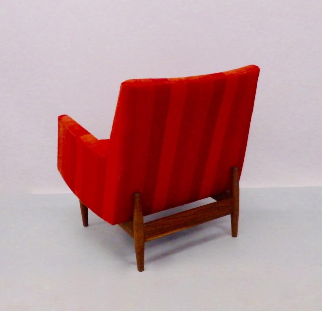 20th Century Jens Risom  Walnut Base Lounge Chair as Found Original Girard Fabric