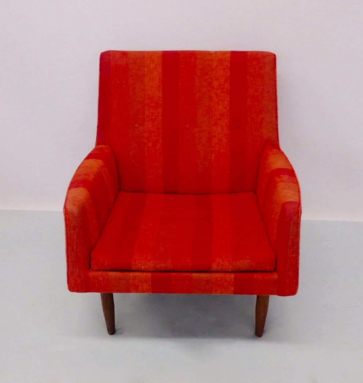 Jens Risom  Walnut Base Lounge Chair as Found Original Girard Fabric 2