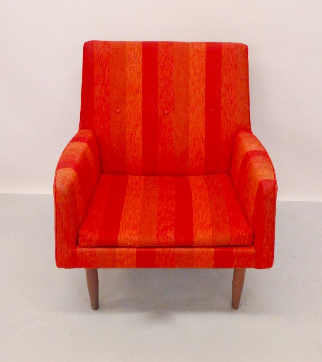 Jens Risom  Walnut Base Lounge Chair as Found Original Girard Fabric 3