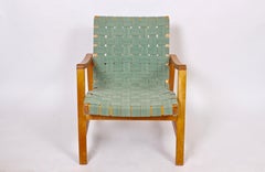 Jens Risom for Knoll Associates Webbed Lounge Chair with Sage Straps, 1940s