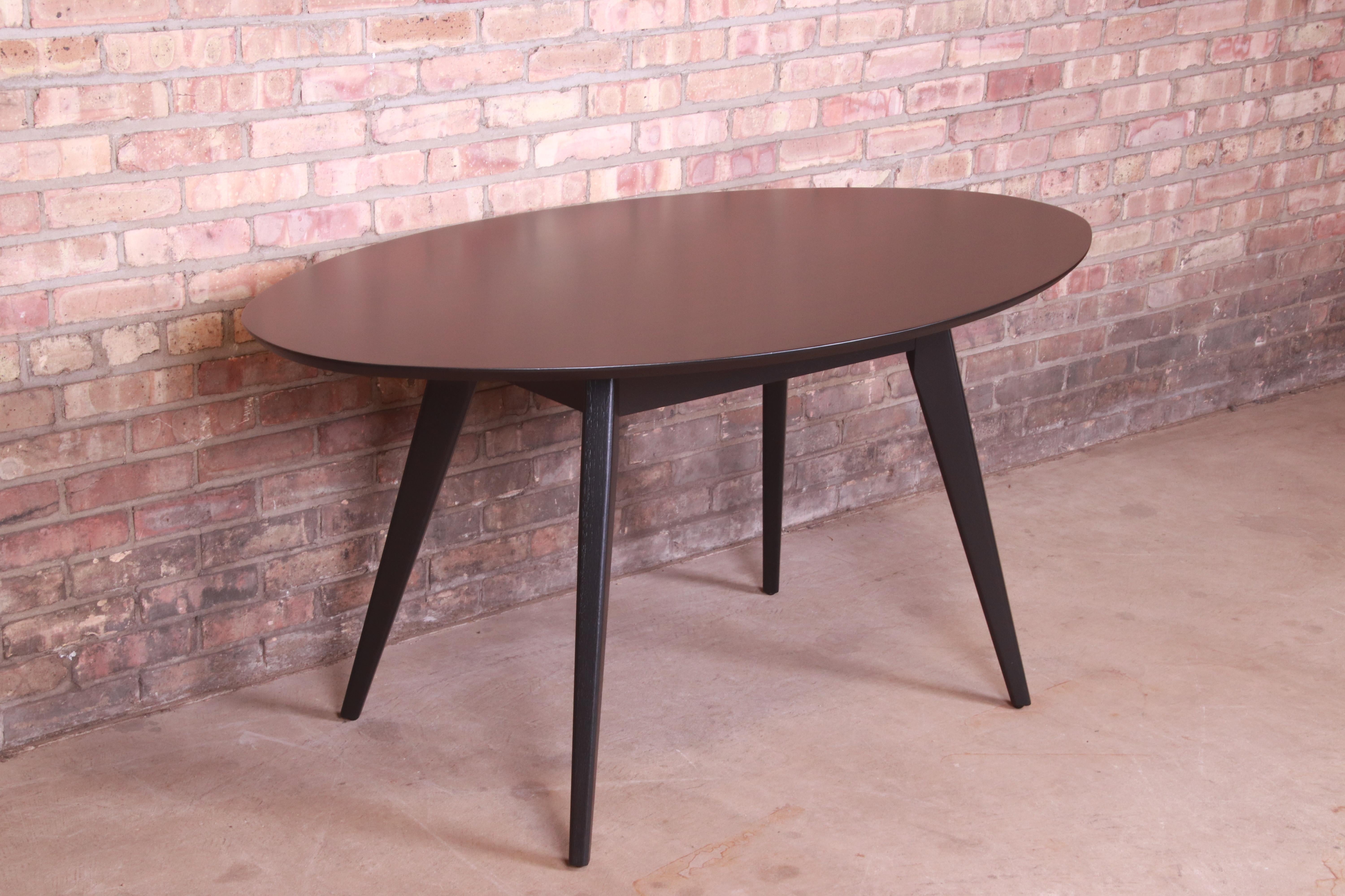 American Jens Risom for Knoll Black Lacquered Dining or Game Table, Newly Refinished