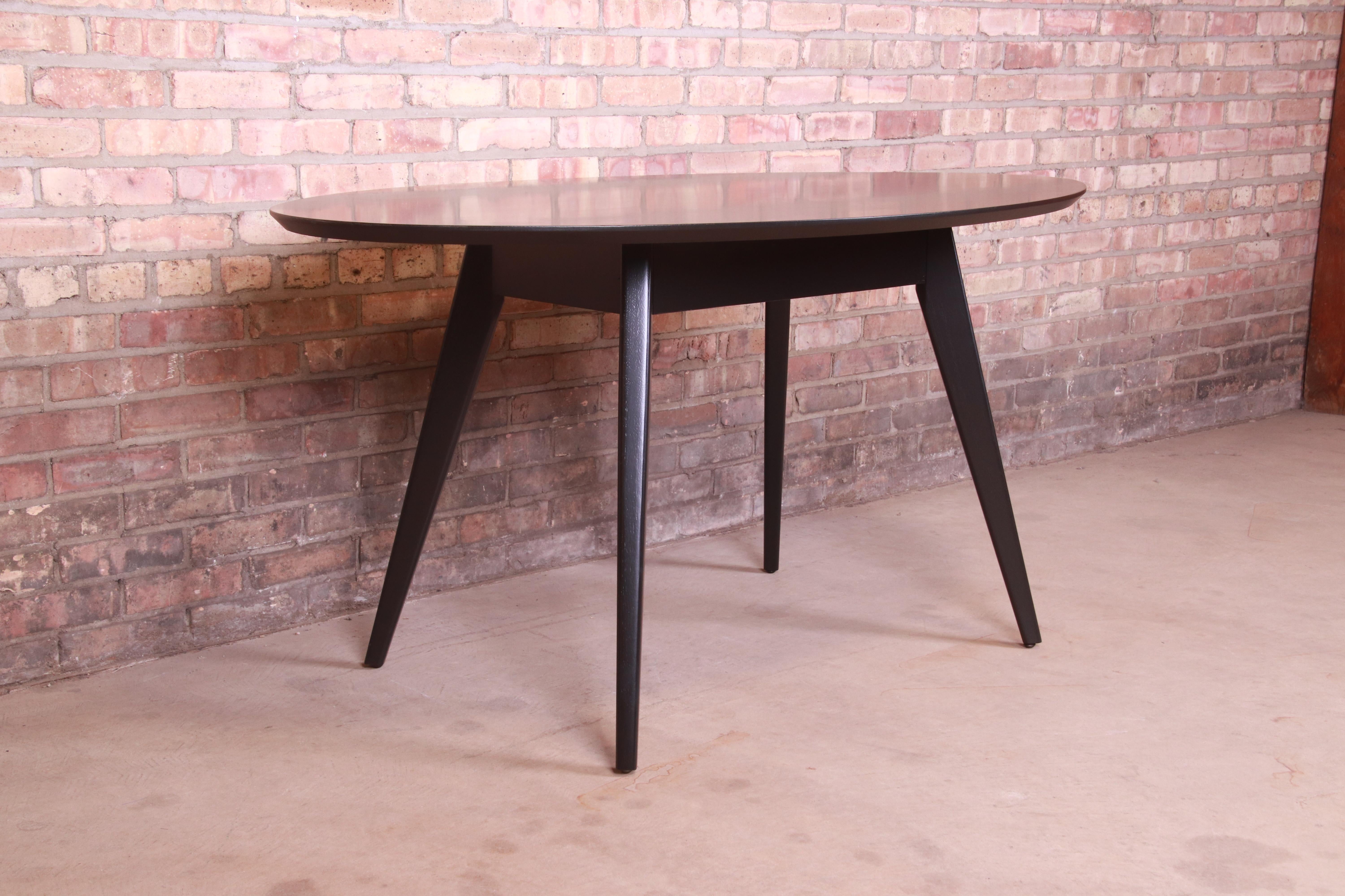 Jens Risom for Knoll Black Lacquered Dining or Game Table, Newly Refinished In Good Condition In South Bend, IN