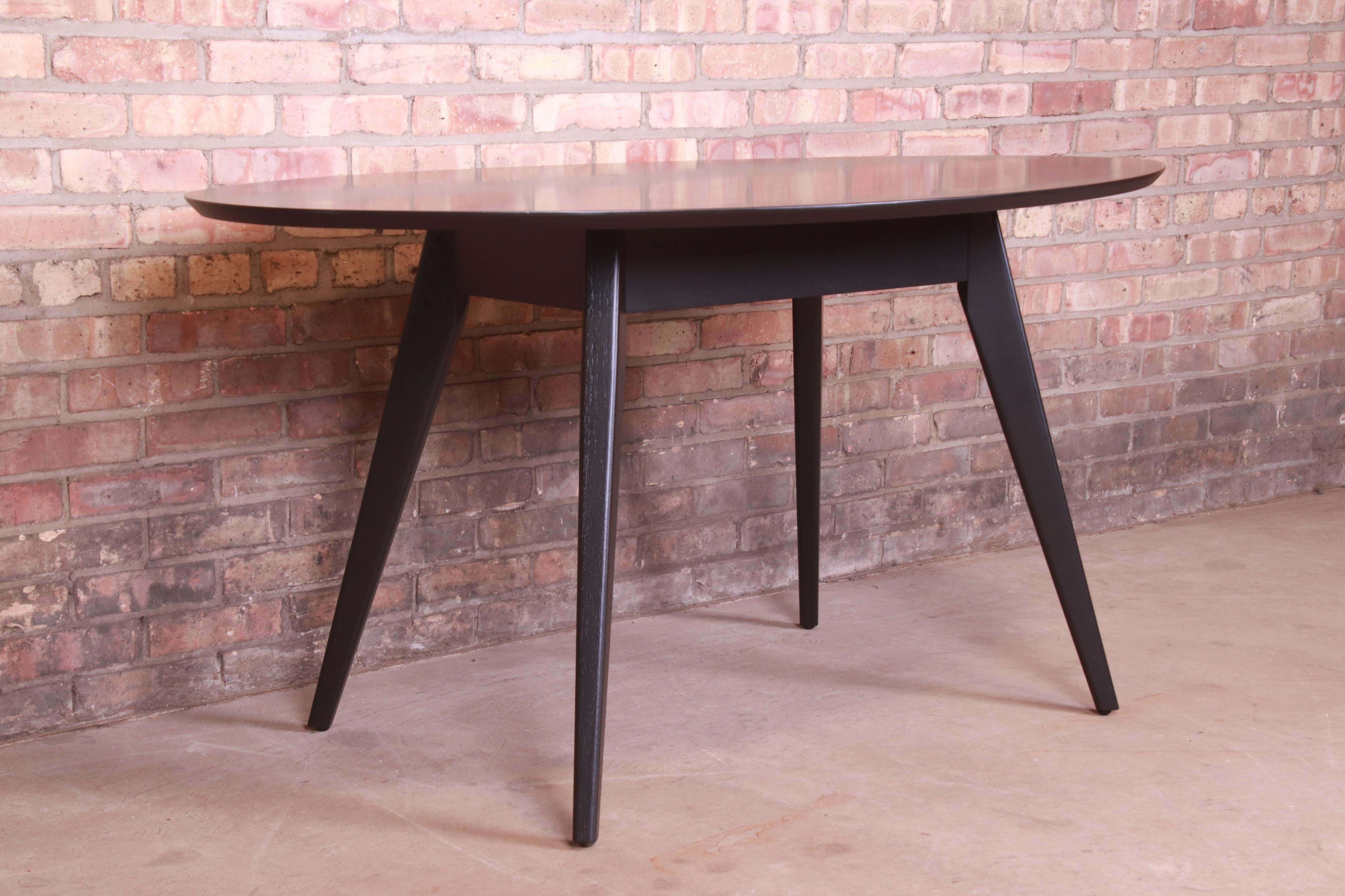 Jens Risom for Knoll Black Lacquered Dining or Game Table, Newly Refinished In Good Condition In South Bend, IN
