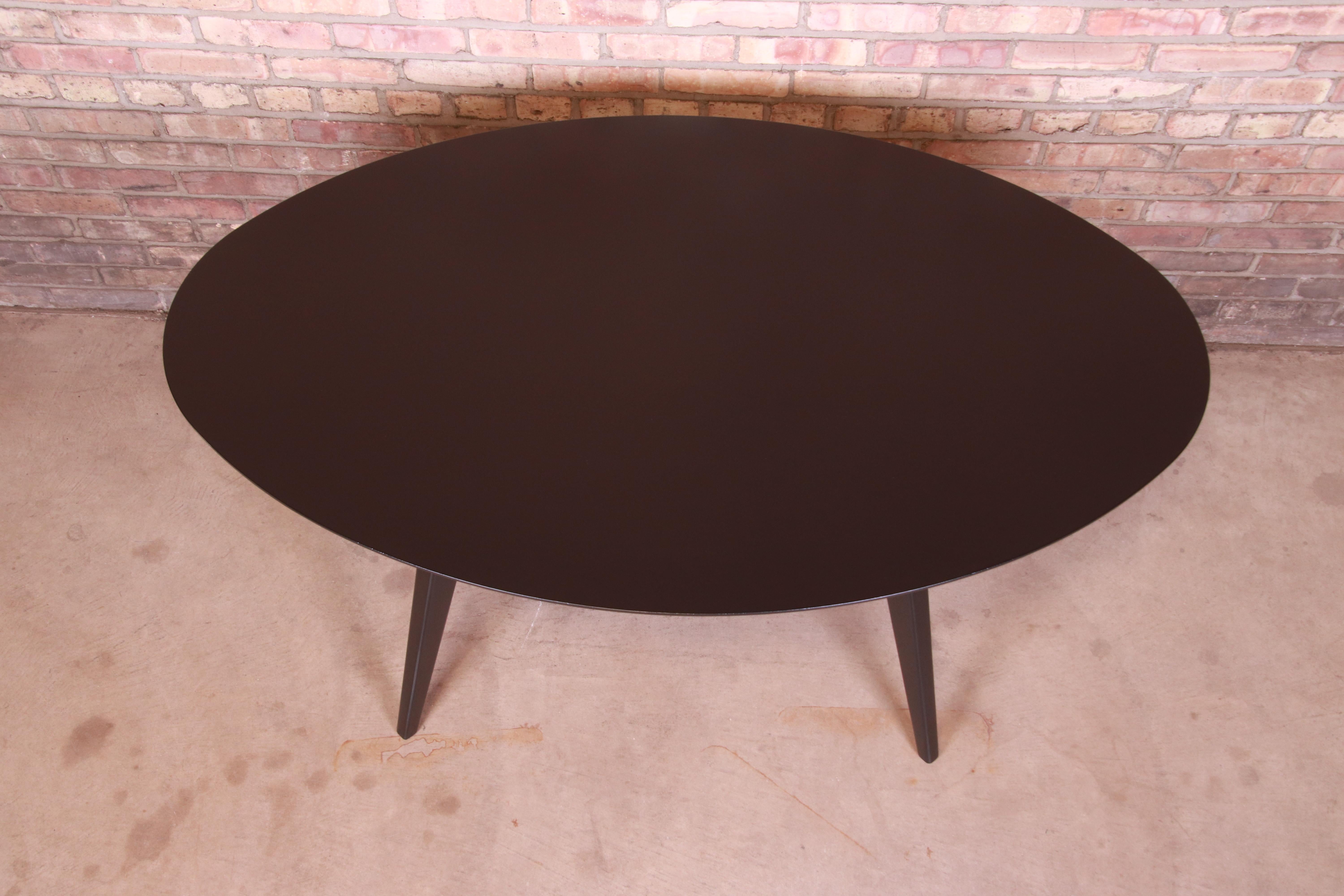 20th Century Jens Risom for Knoll Black Lacquered Dining or Game Table, Newly Refinished