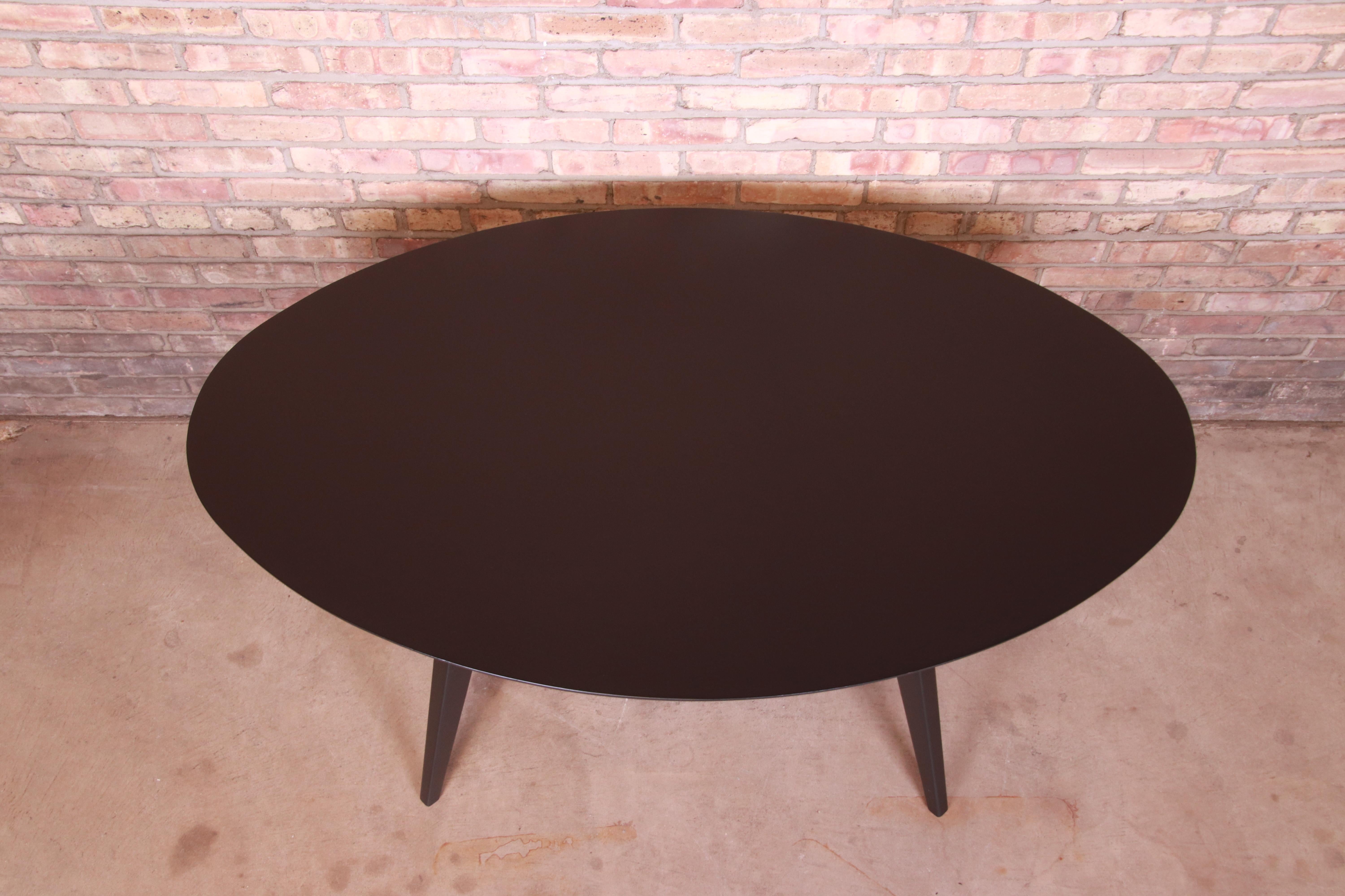 20th Century Jens Risom for Knoll Black Lacquered Dining or Game Table, Newly Refinished