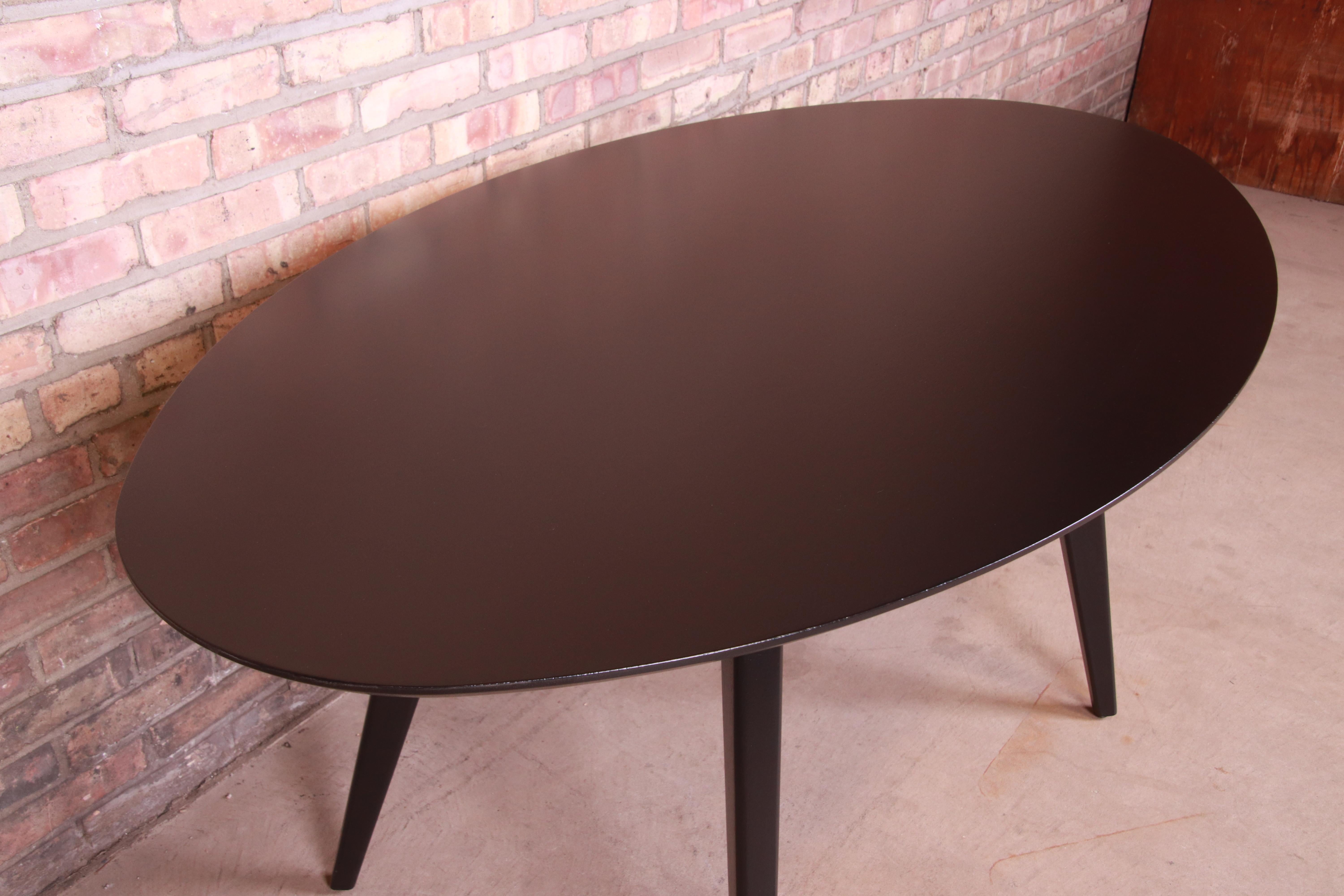 Walnut Jens Risom for Knoll Black Lacquered Dining or Game Table, Newly Refinished