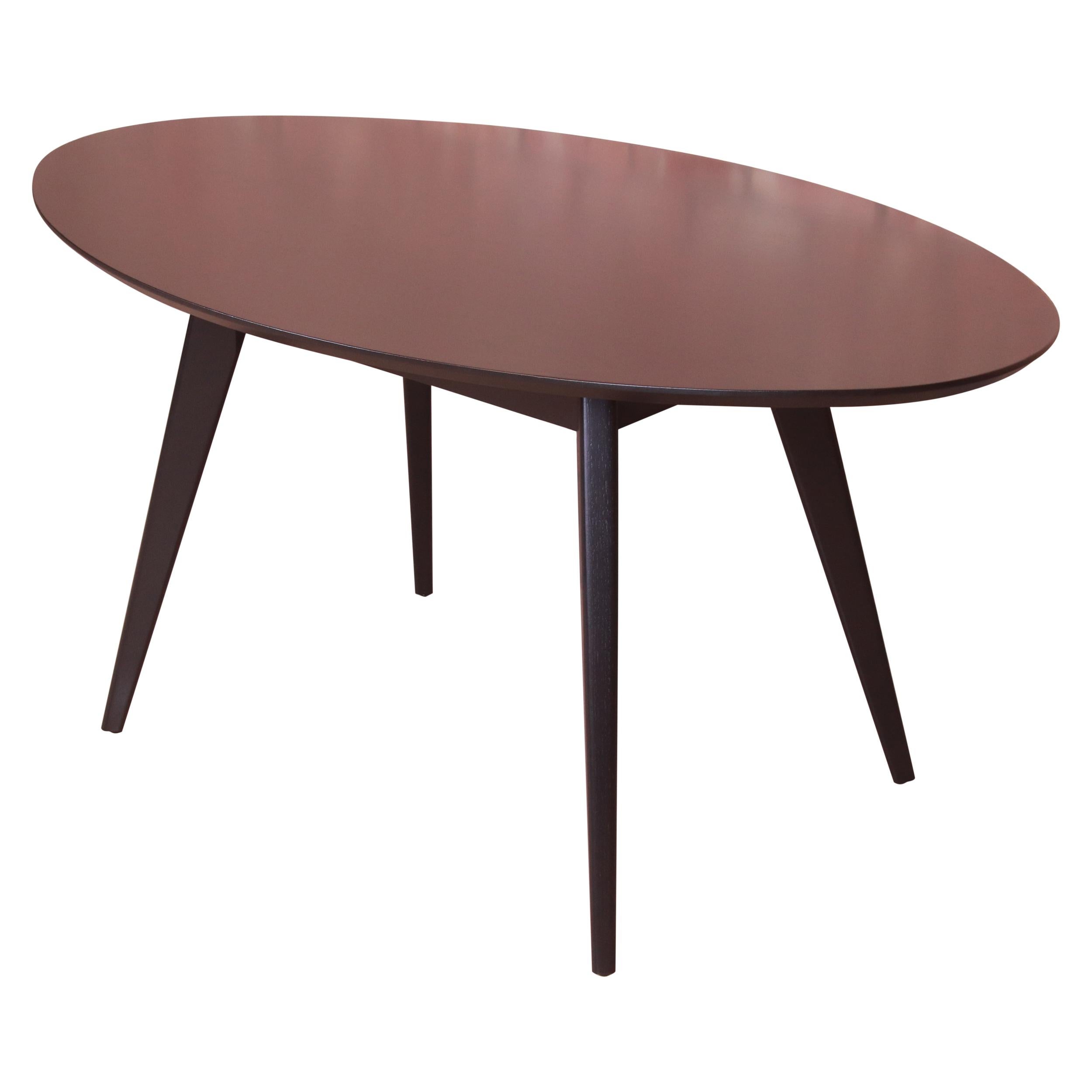 Jens Risom for Knoll Black Lacquered Dining or Game Table, Newly Refinished