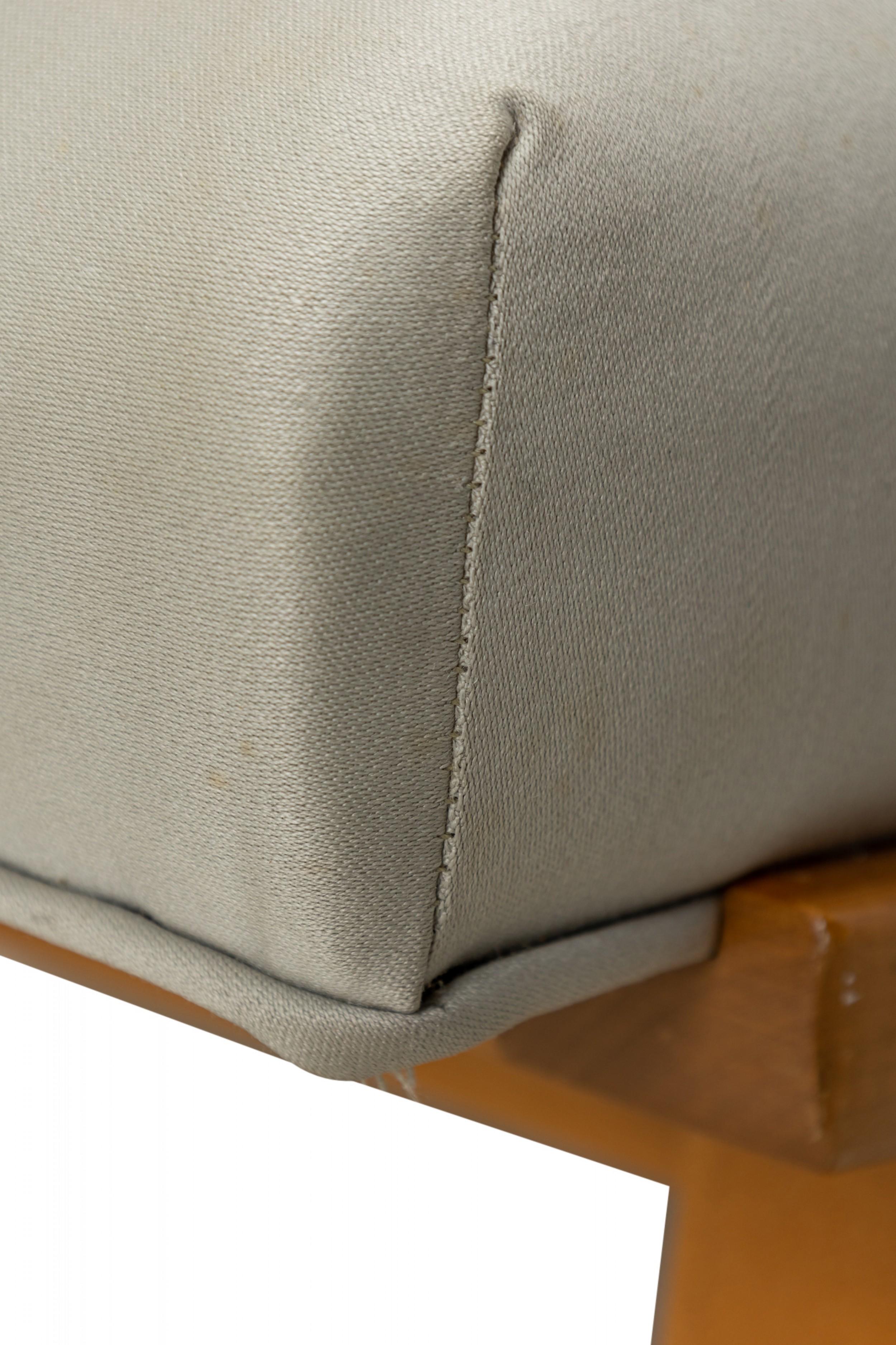 Jens Risom for Knoll Light Gray Upholstered Blonde Wood Slipper / Side Chair For Sale 3