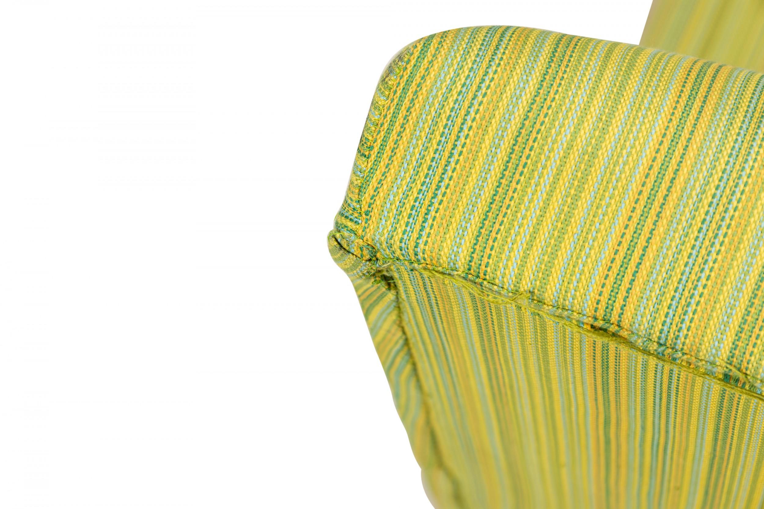 20th Century Jens Risom for Knoll Lime Green Striped Upholstered Blonde Wood Slipper For Sale