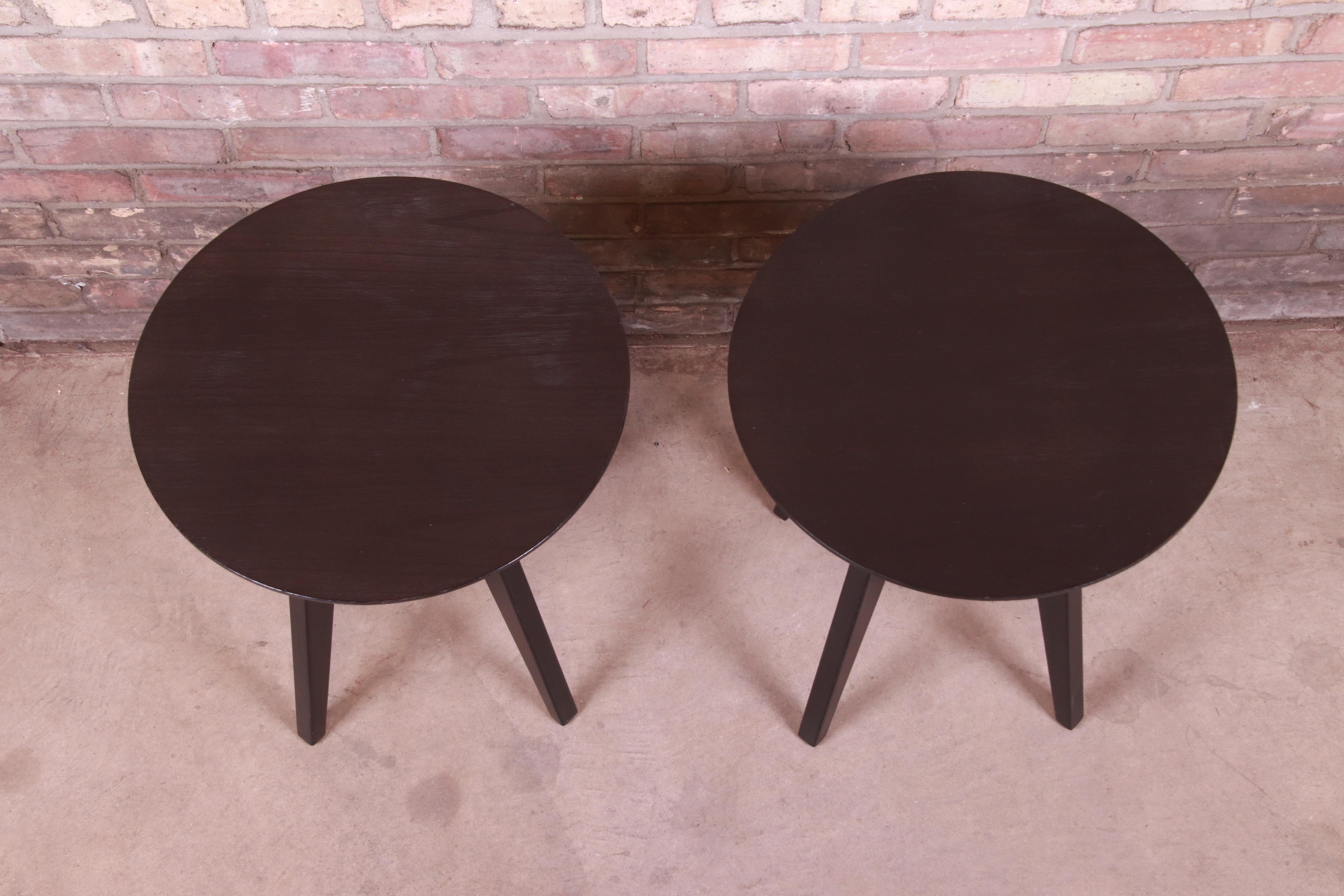 Jens Risom for Knoll Mid-Century Modern Black Lacquered Side Tables, Pair 1